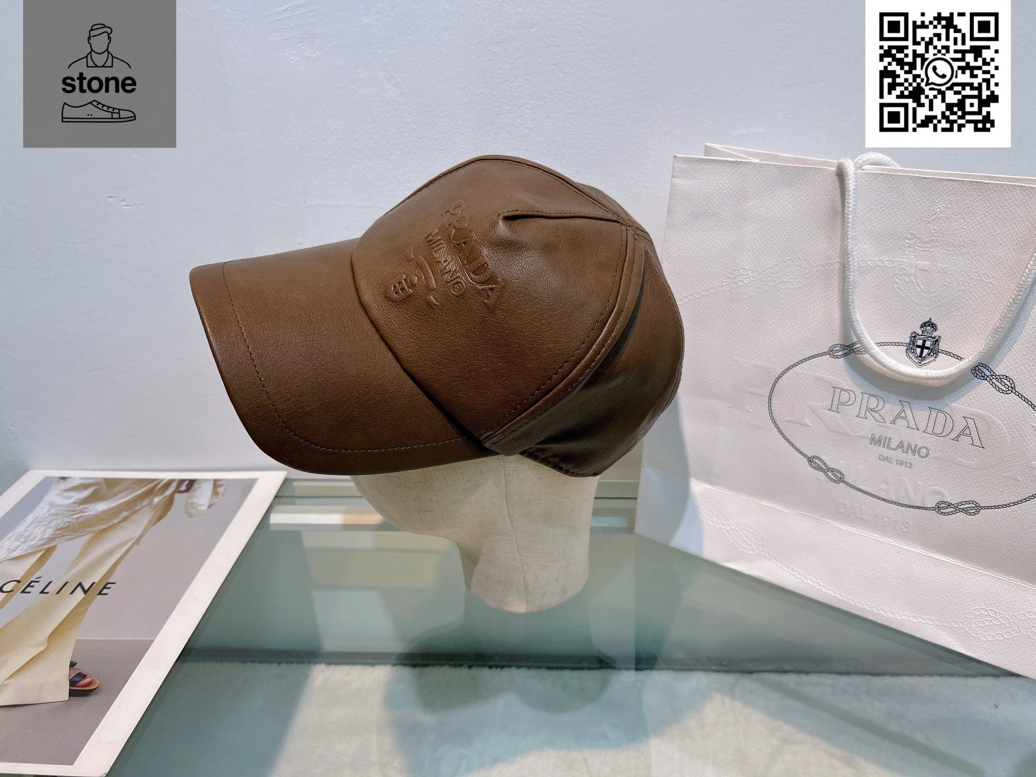 Prada Hats Nylon baseball cap with triangular logo plaque — 15