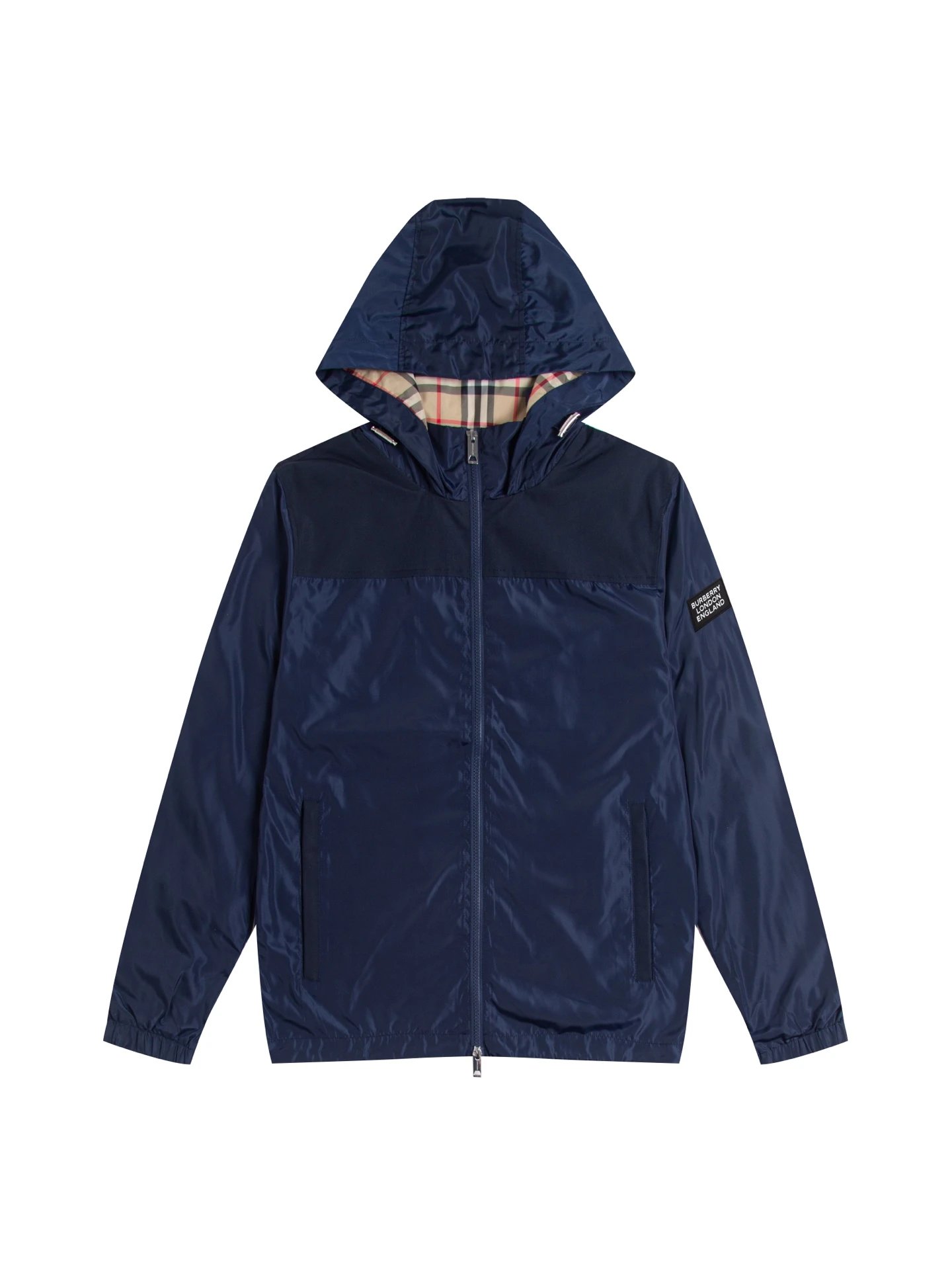 Burberry Jackets Hooded check windbreaker jacket with embroidered Equestrian Knight Design — 15