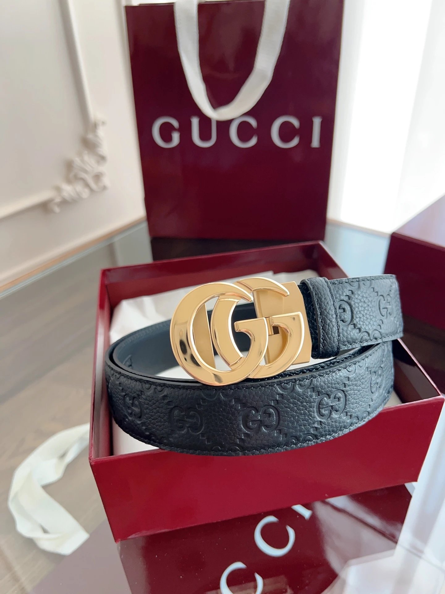 Gucci Belts Double G Buckle GG Monogram Belt image 5