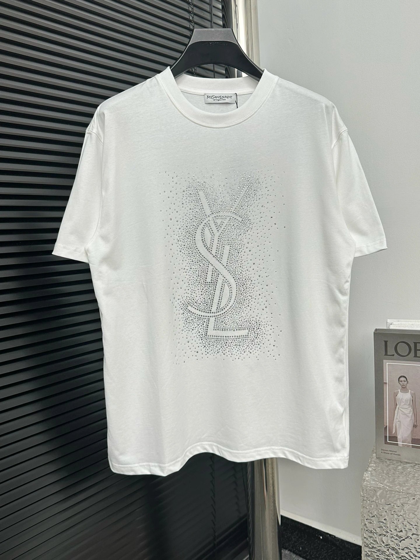 Saint Laurent T-Shirts Logo-print crew-neck T-shirt — 17