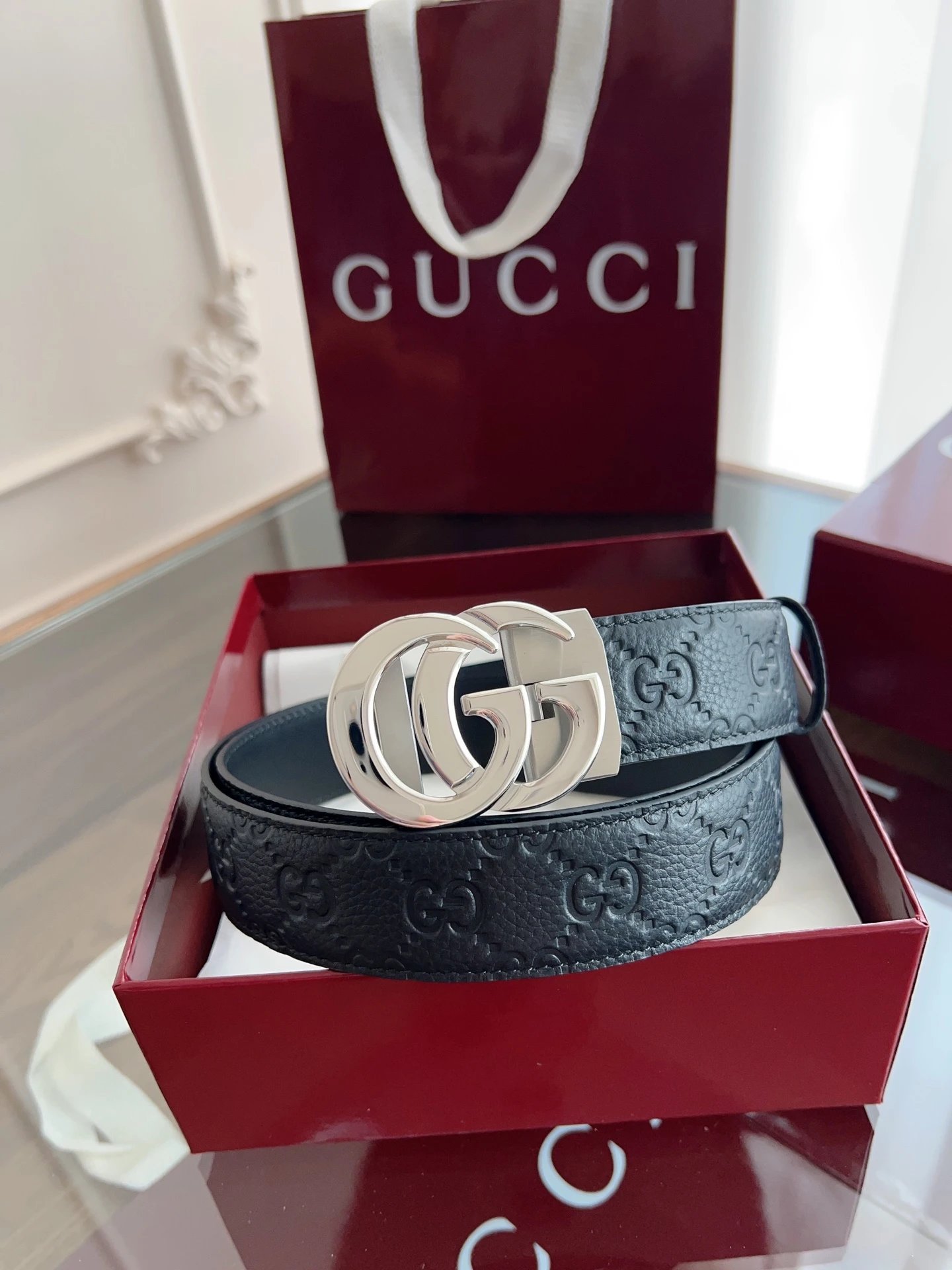 Gucci Belts Double G Buckle GG Monogram Belt image 4
