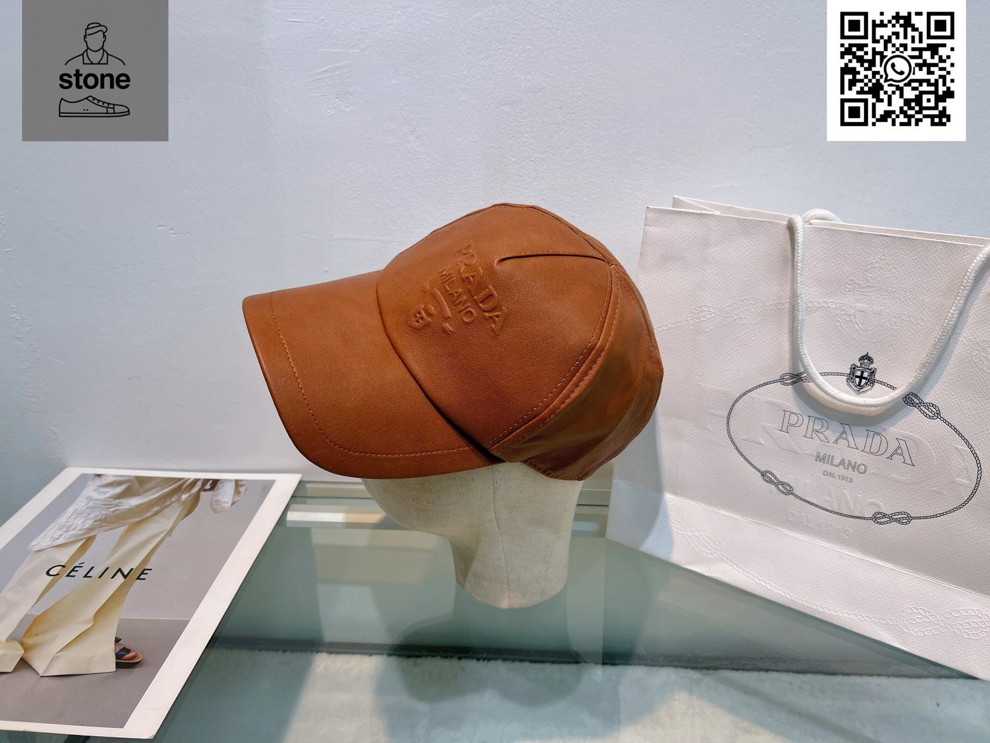 Prada Hats Nylon baseball cap with triangular logo plaque — 14