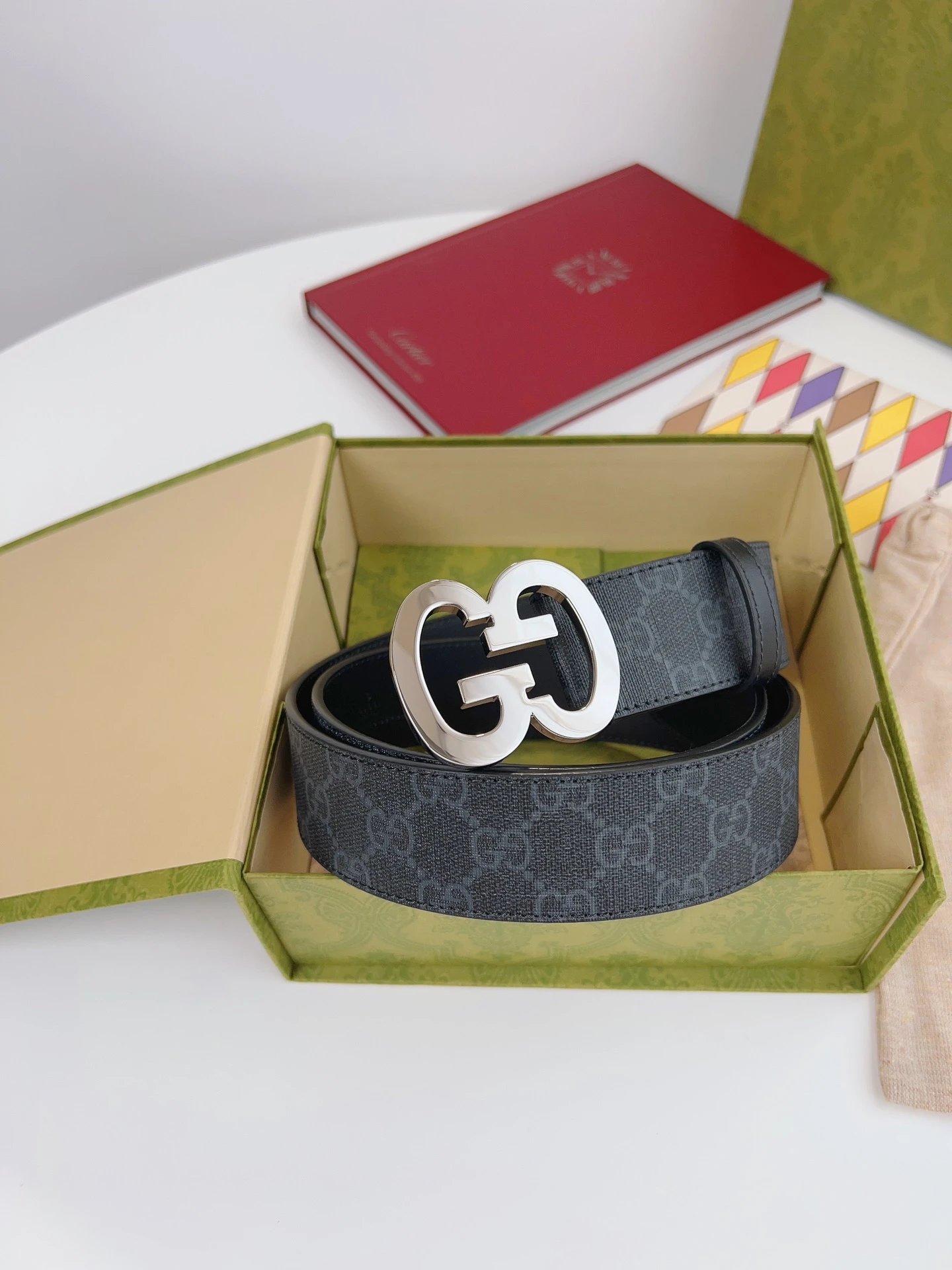 Gucci Belts Double G Buckle GG Monogram Belt — 30