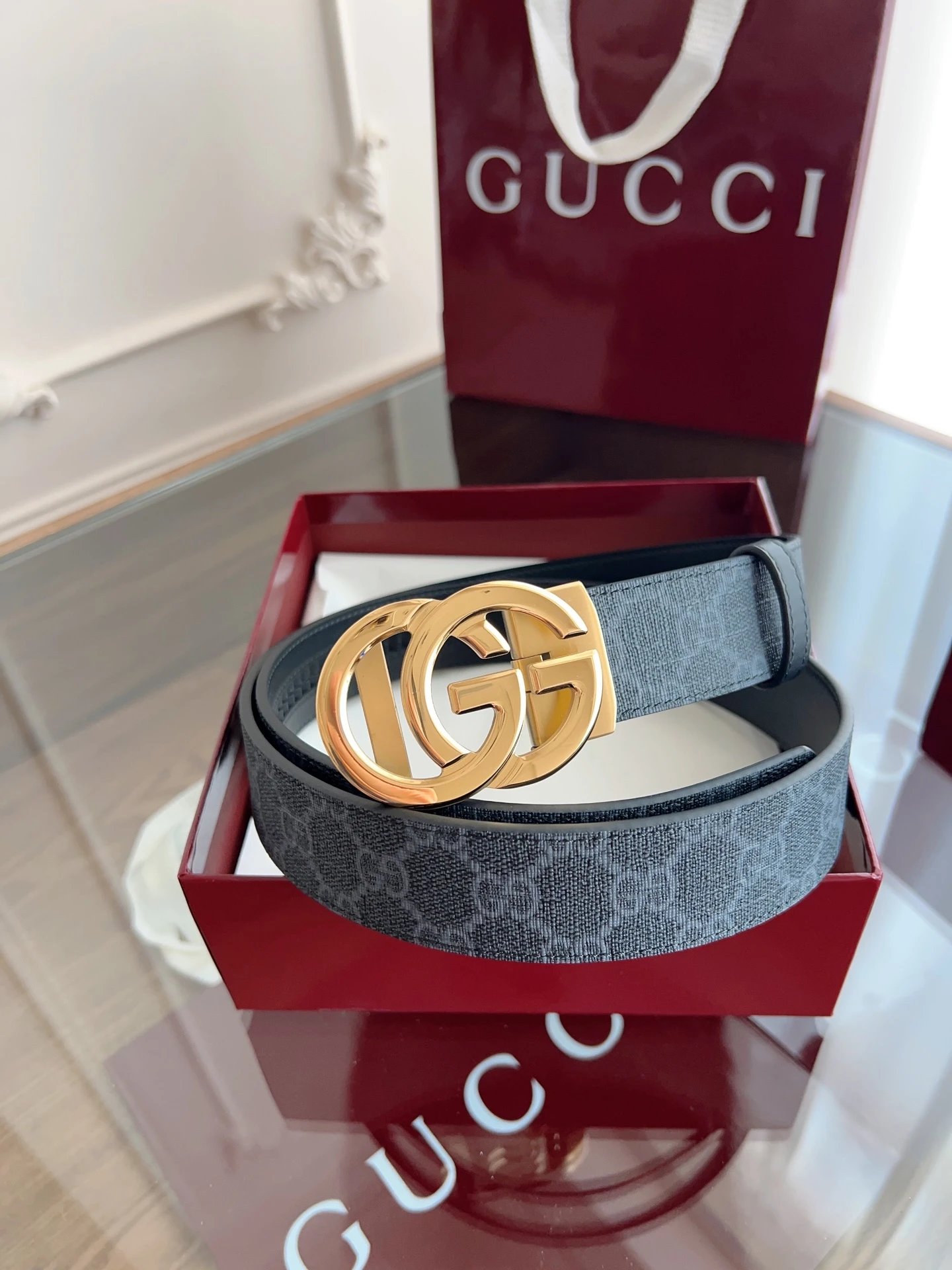 Gucci Belts Double G Buckle GG Monogram Belt image 3