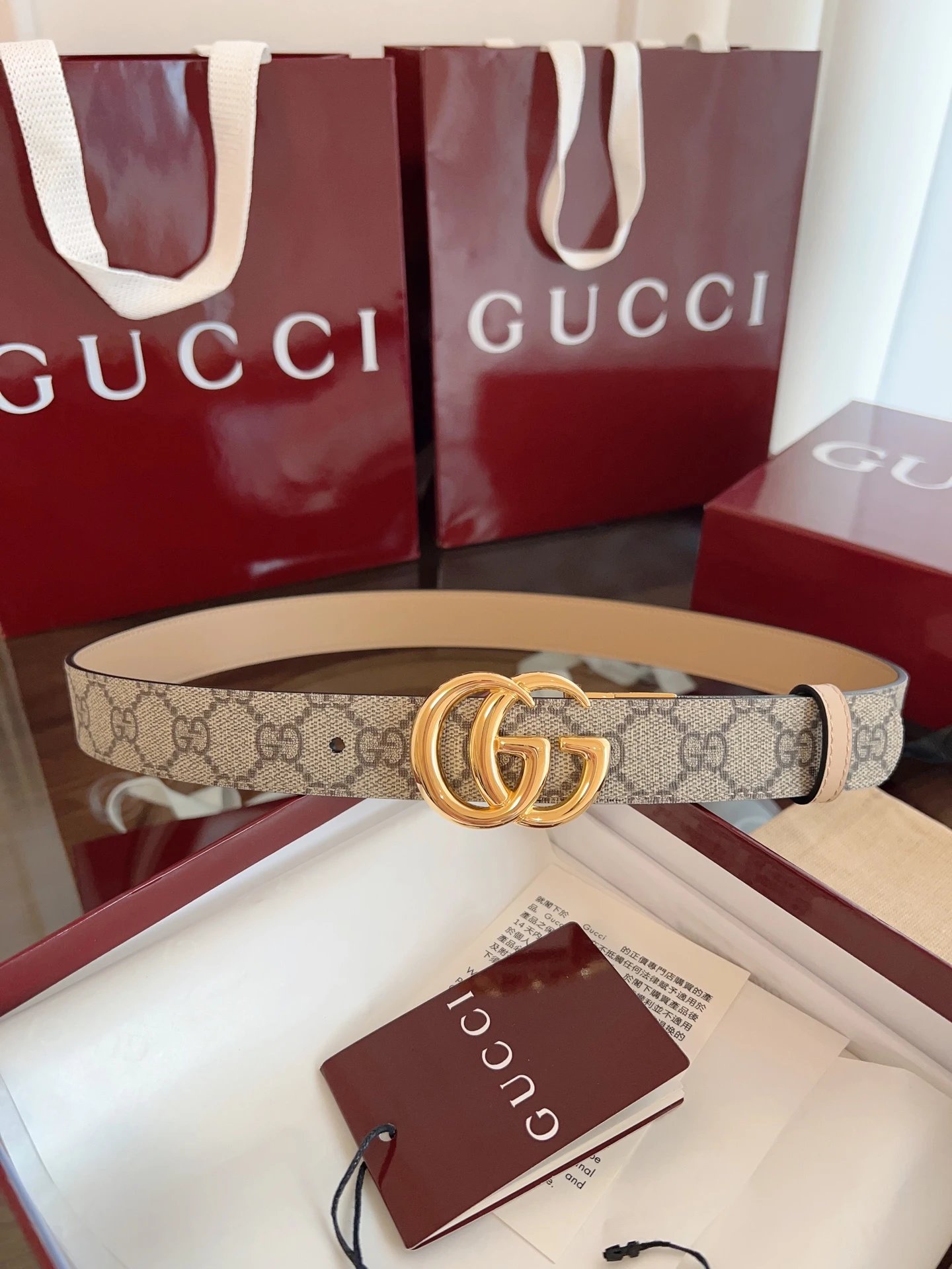Gucci Belts Double G Buckle GG Monogram Belt — 13