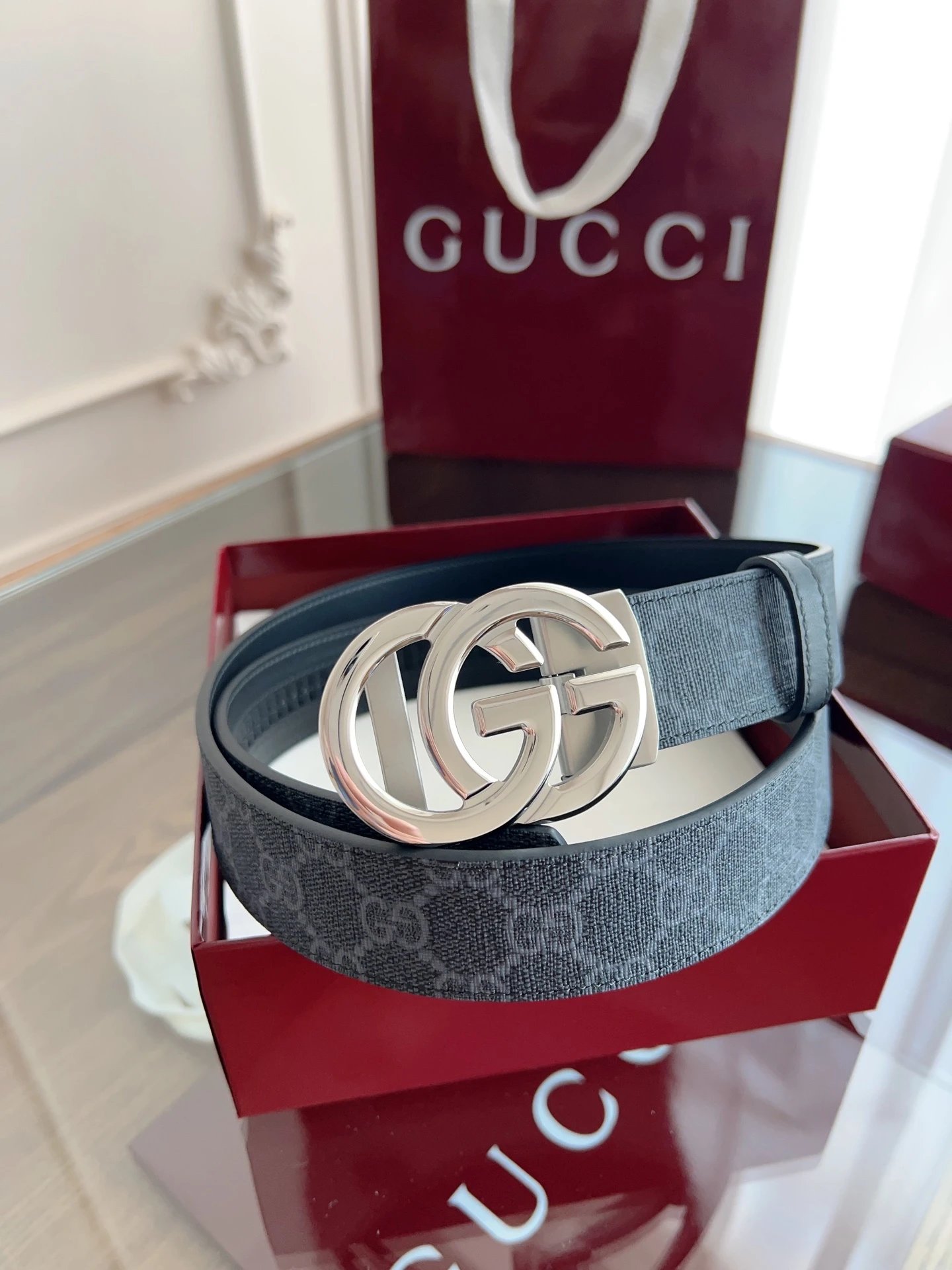 Gucci Belts Double G Buckle GG Monogram Belt image 2