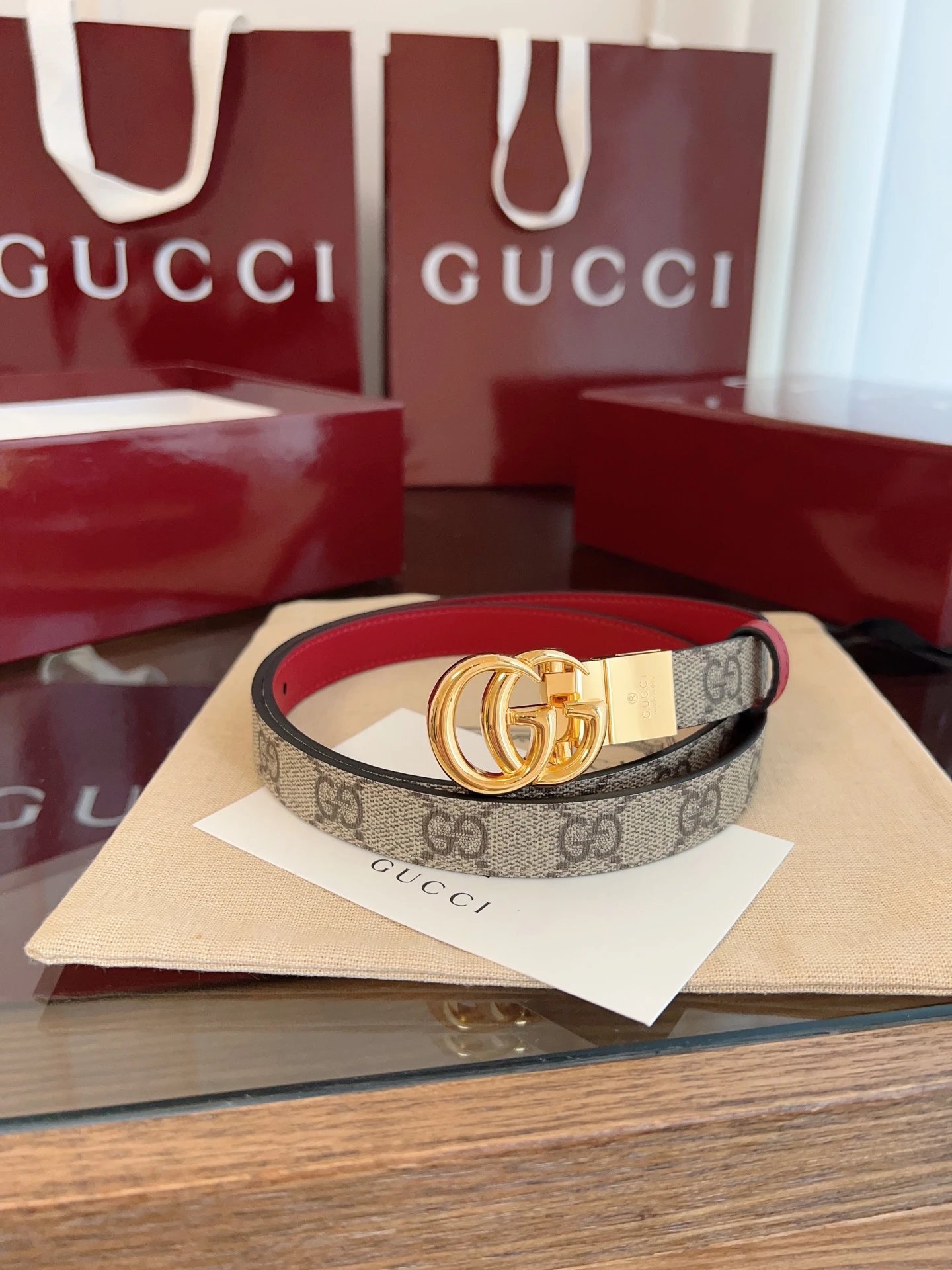 Gucci Belts Double G Buckle GG Monogram Belt — 10