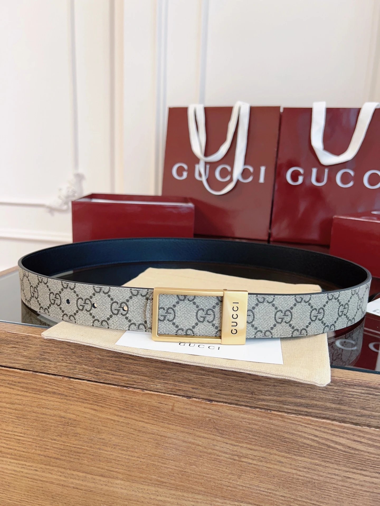 Gucci Belts Double G Buckle GG Monogram Belt — 21