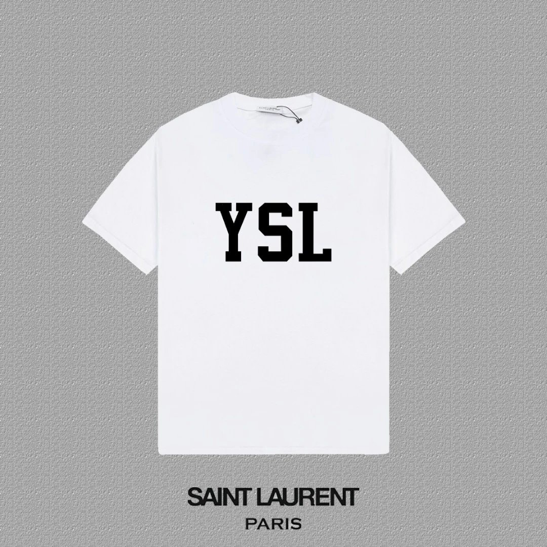 Saint Laurent T-Shirts Logo-print crew-neck T-shirt — 21