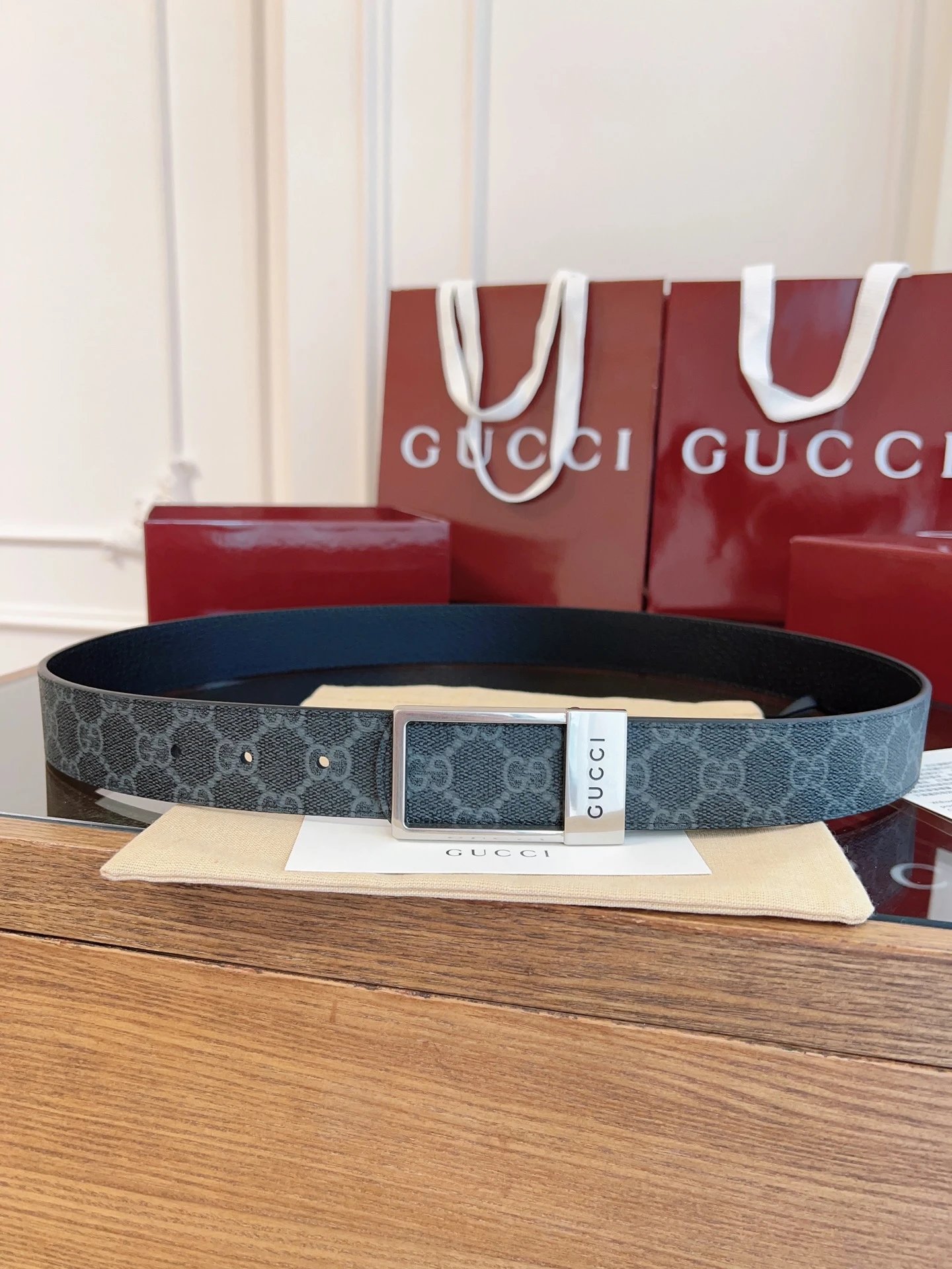 Gucci Belts Double G Buckle GG Monogram Belt — 22