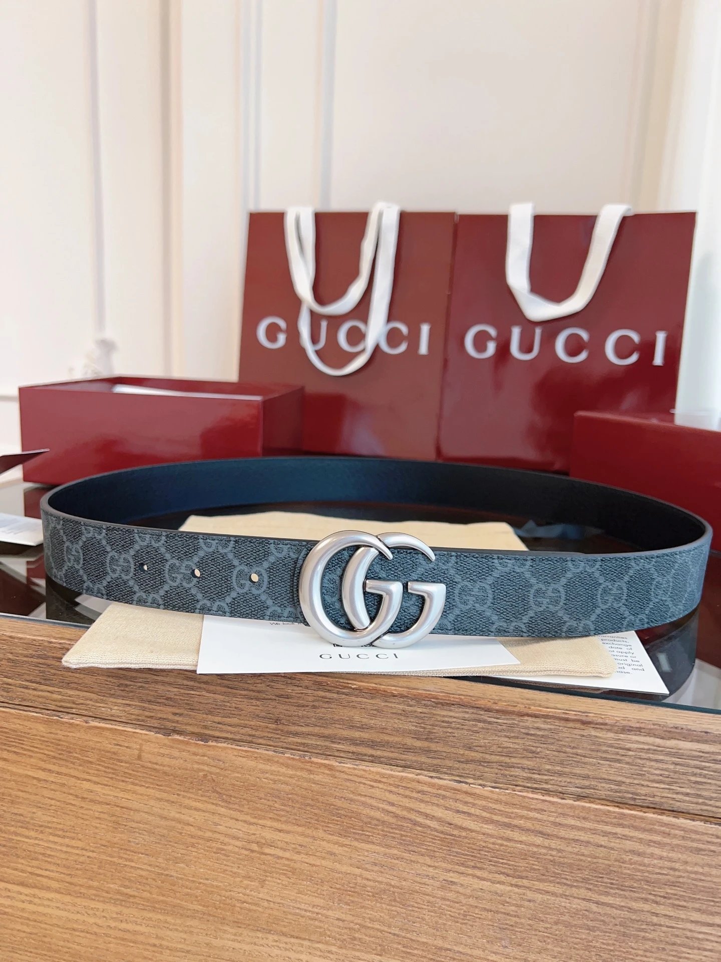 Gucci Belts Double G Buckle GG Monogram Belt — 20