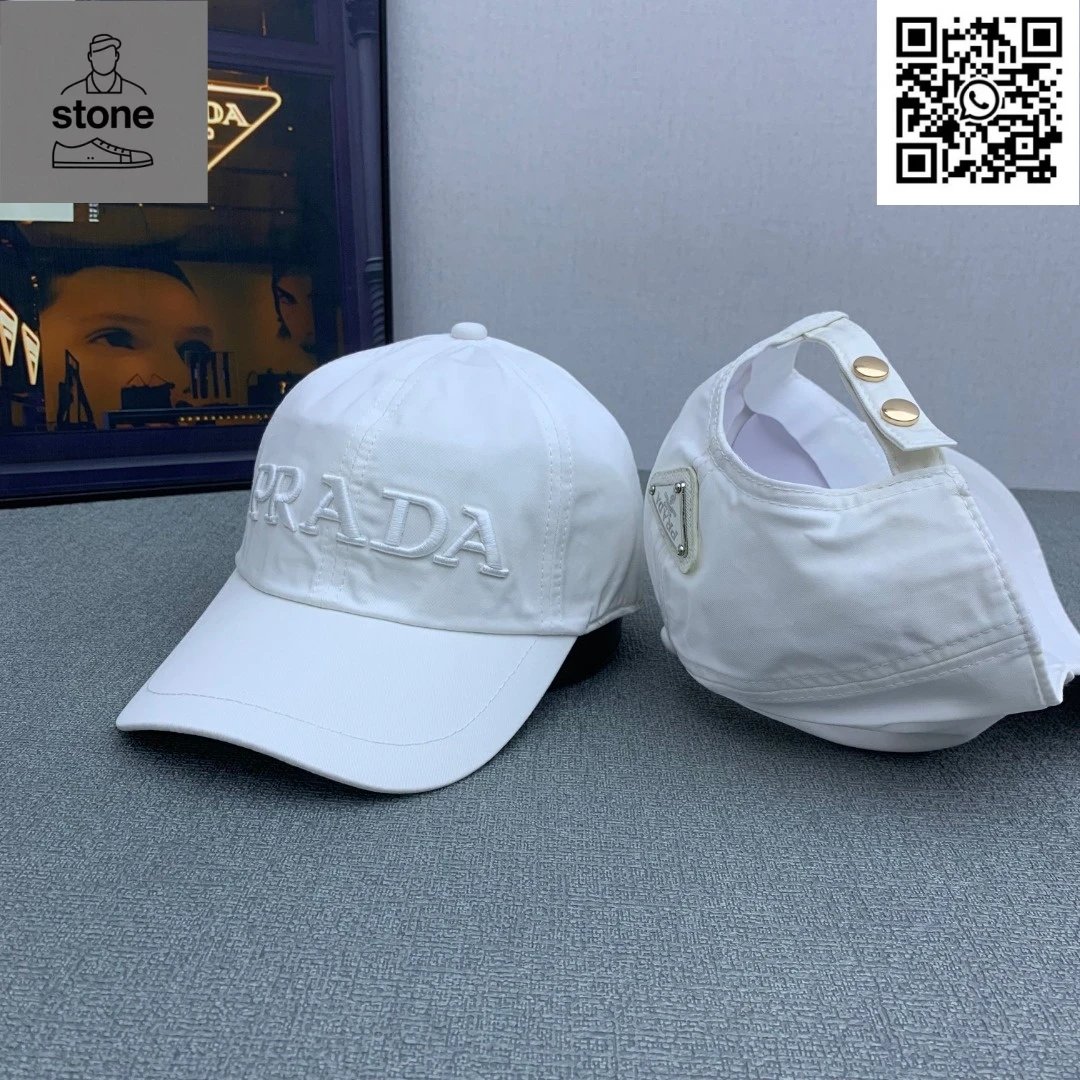 Prada Hats Nylon baseball cap with triangular logo plaque — 09