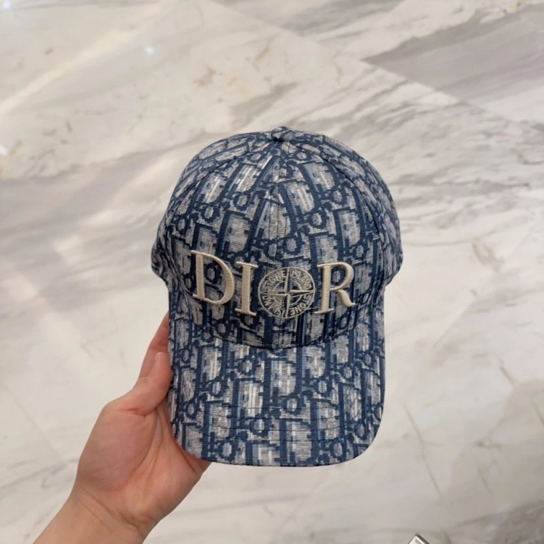 Dior Hats Oblique monogram baseball cap with embroidered logo and compass badge — 04