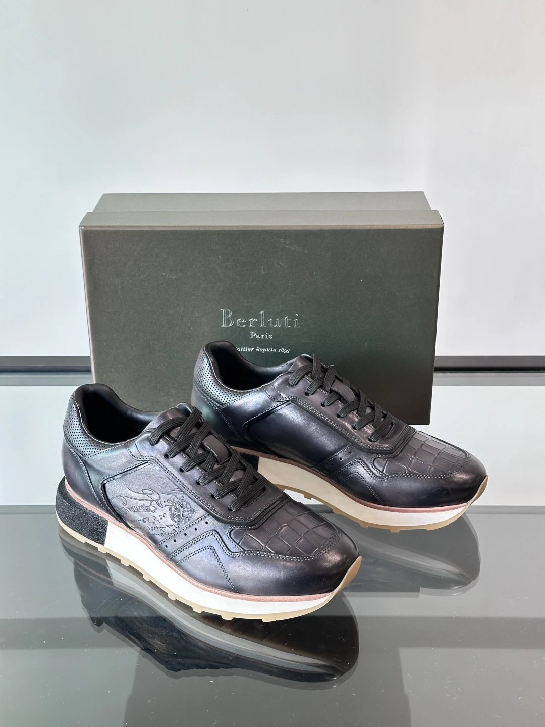 Berluti Sneakers Low-Top Leather with Perforated Panels image 3
