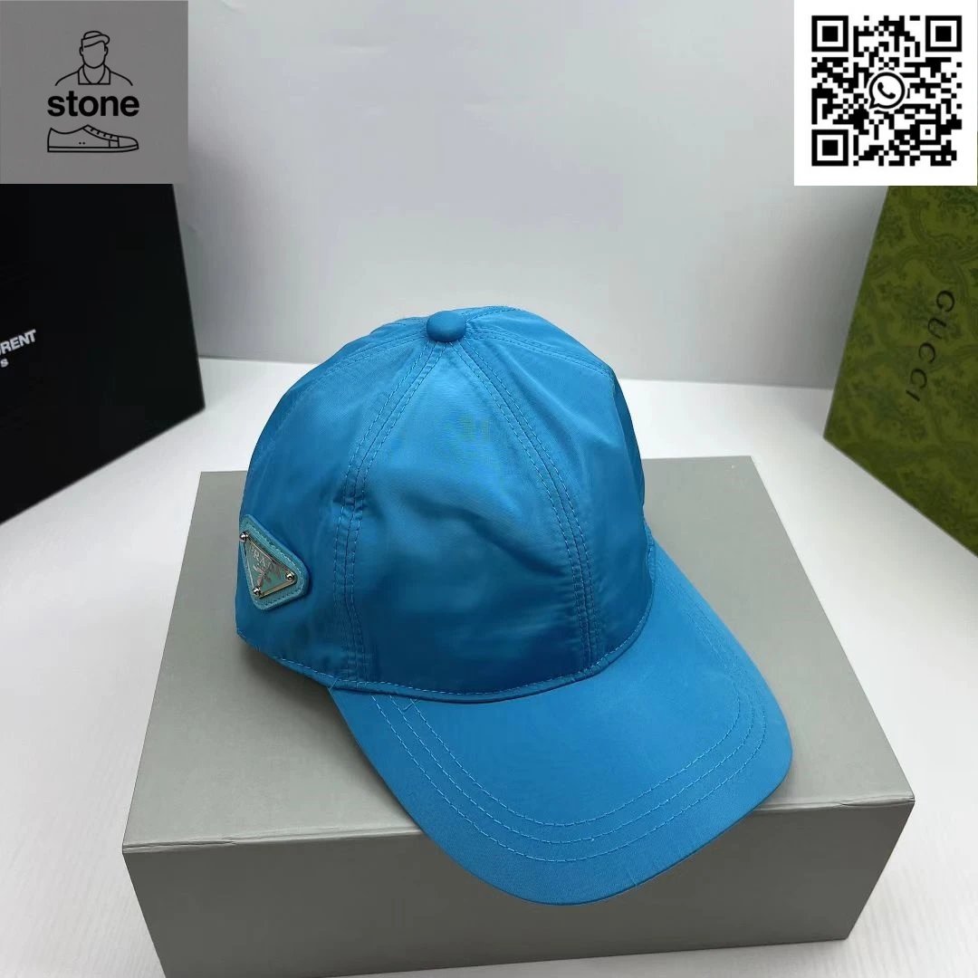 Prada Hats Nylon baseball cap with triangular logo plaque — 03