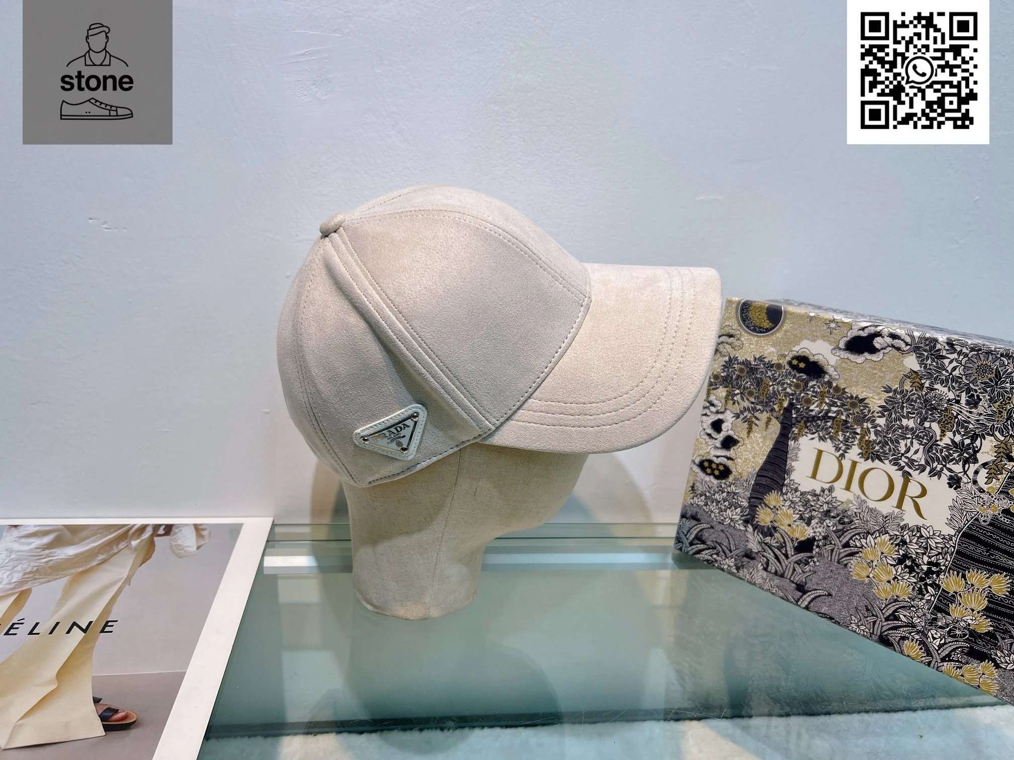 Prada Hats Nylon baseball cap with triangular logo plaque — 17