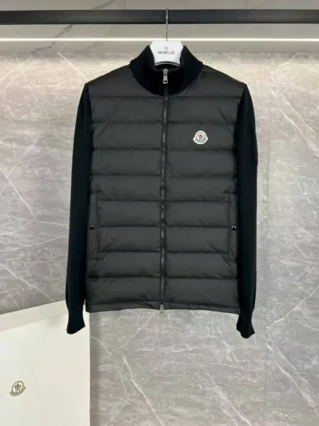 Moncler Down Vest Black with Knit Sleeves Outerwear.vest - 1