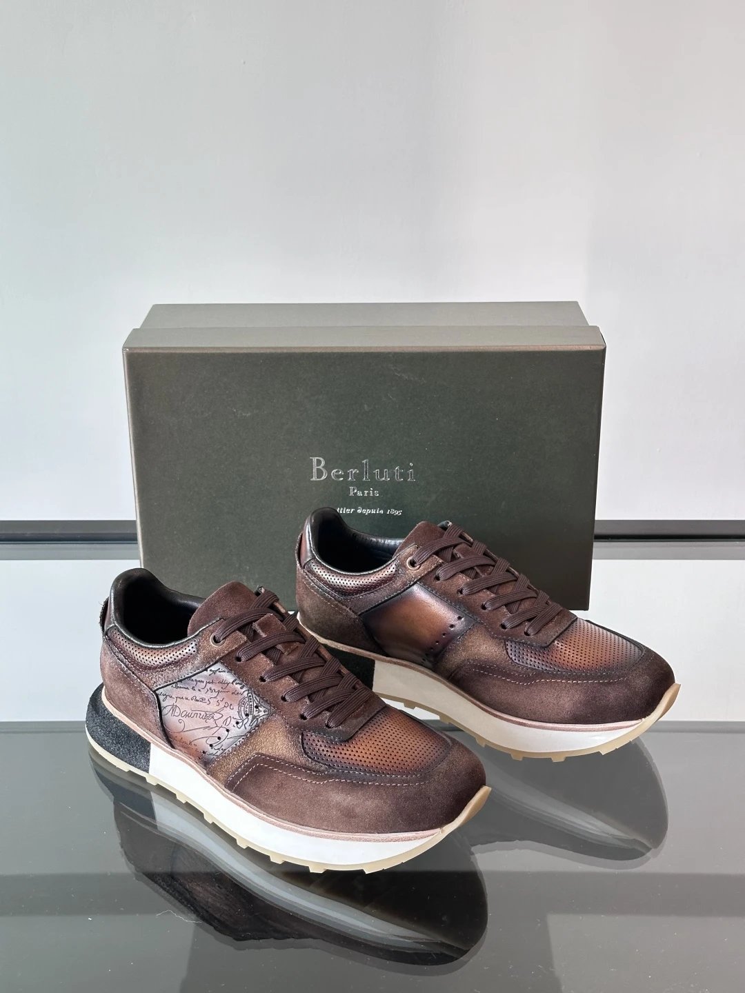 Berluti Sneakers Low-Top Leather with Perforated Panels — 14