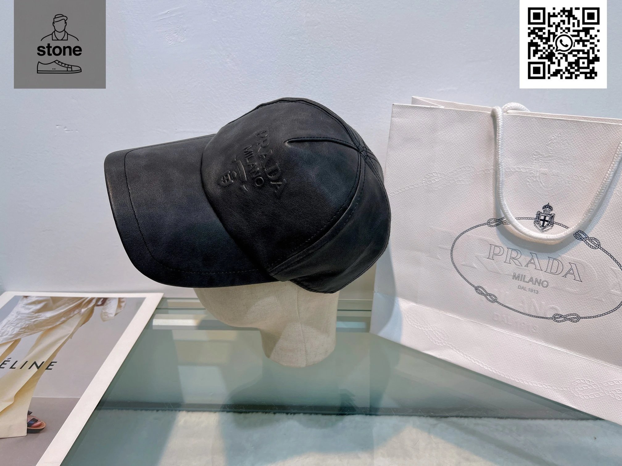 Prada Hats Nylon baseball cap with triangular logo plaque — 12