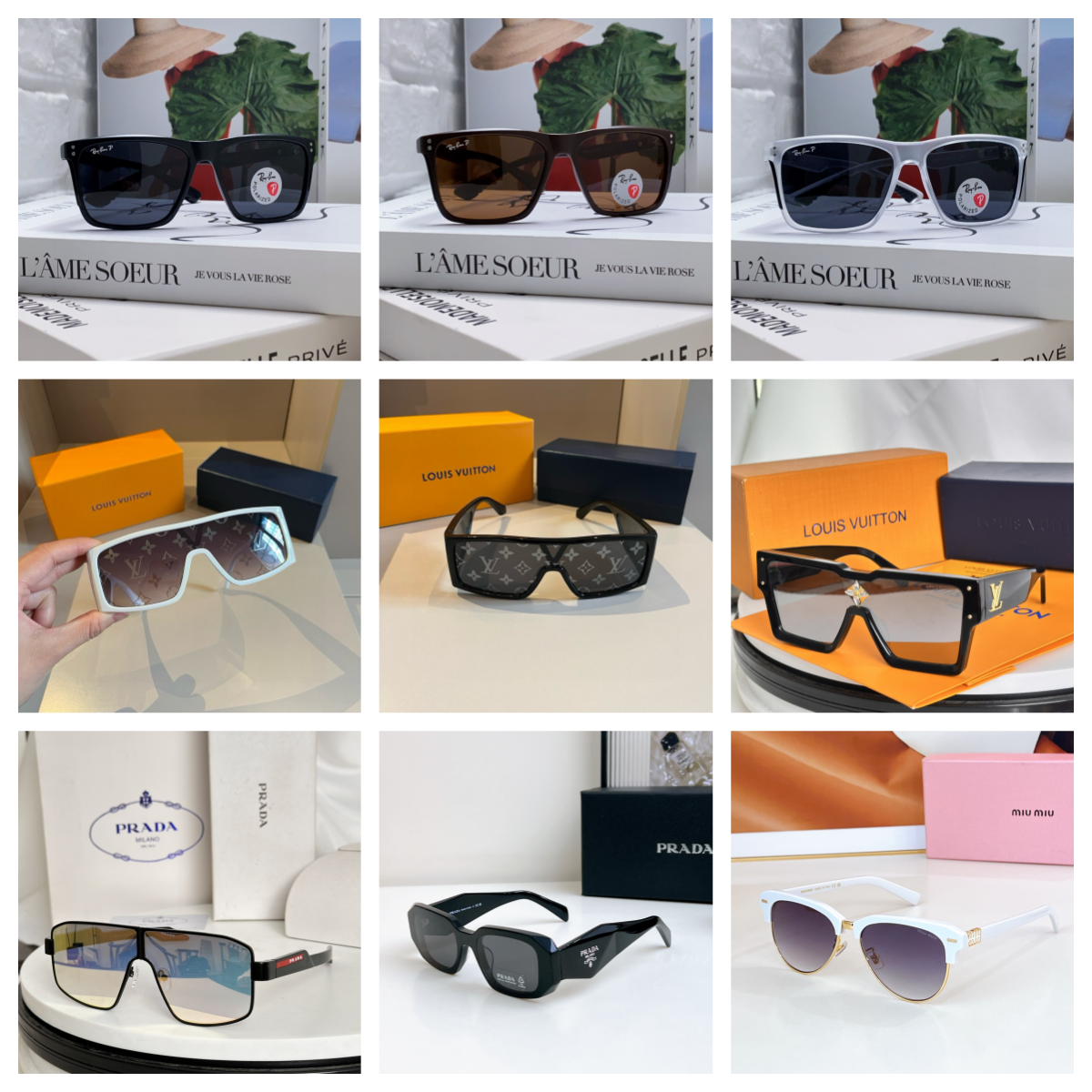 Ray-Ban, Louis Vuitton, Prada,