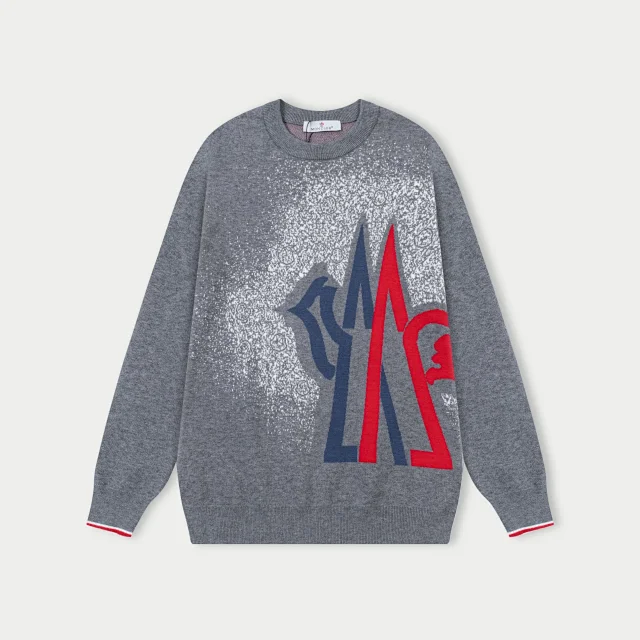 Moncler Knitwear Crewneck knit sweater with logo patch product detail image 4