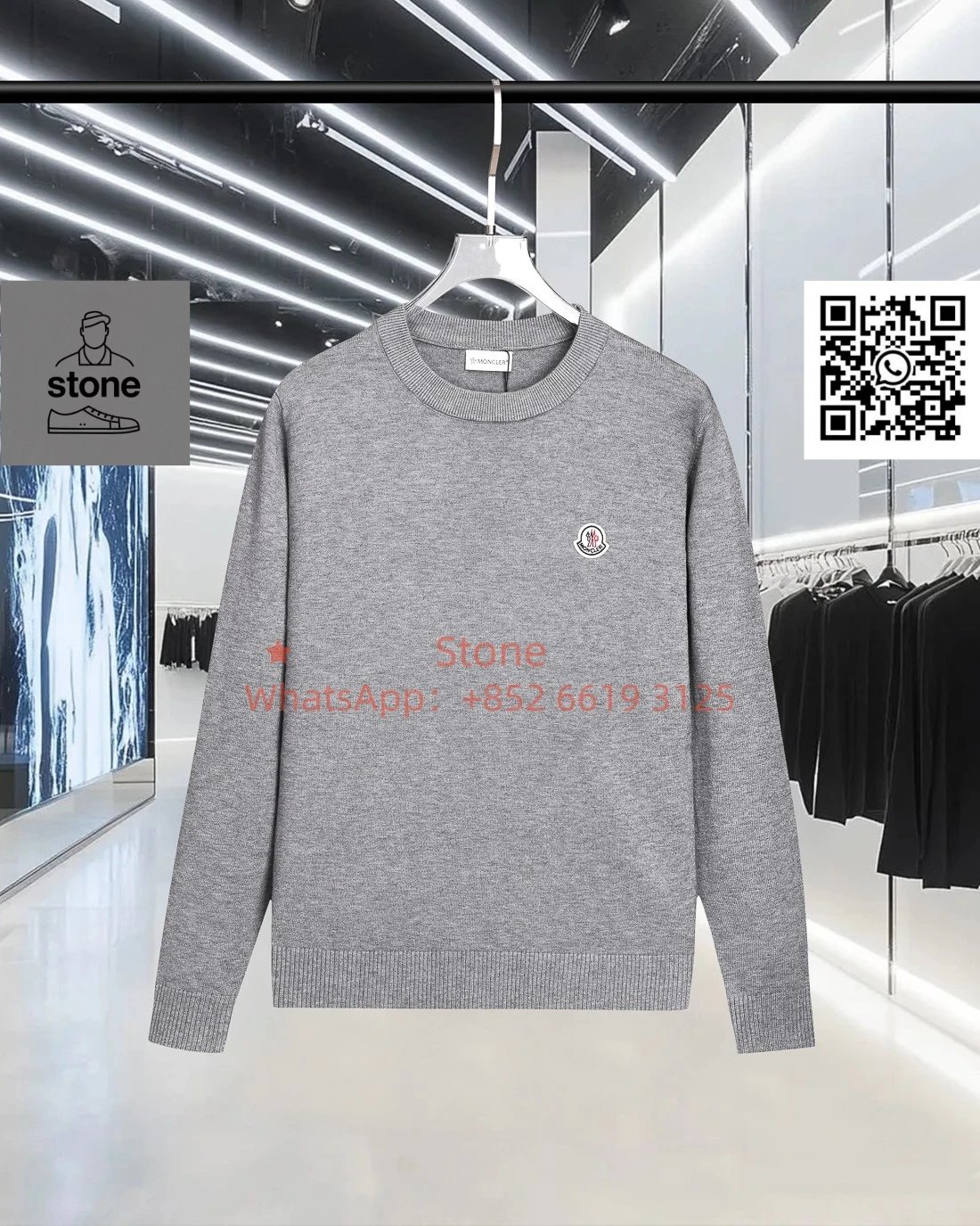 Moncler Knitwear Crewneck knit sweater with logo patch — 02