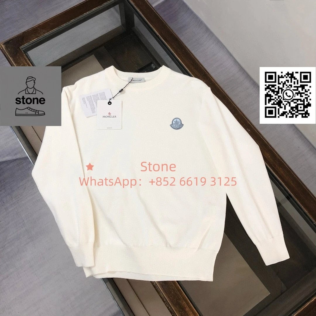 Moncler Knitwear Crewneck knit sweater with logo patch — 31