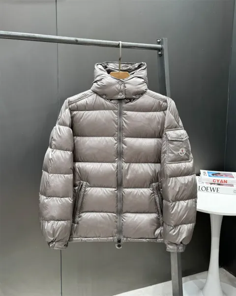 Moncler Maya Down Jacket Charcoal Gray with Light Blue Hood Liner - 11