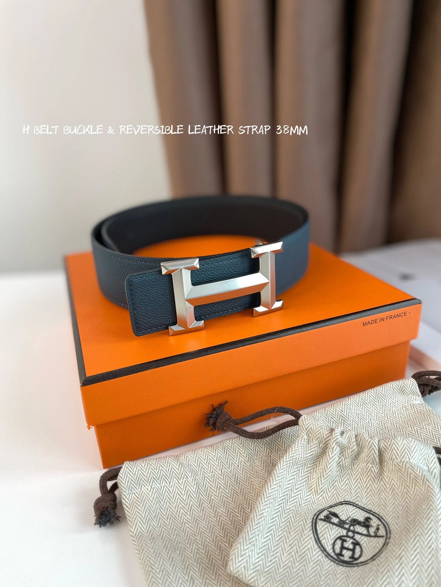 Hermès Belts Reversible Leather Strap with H Buckle, 38 mm — 02