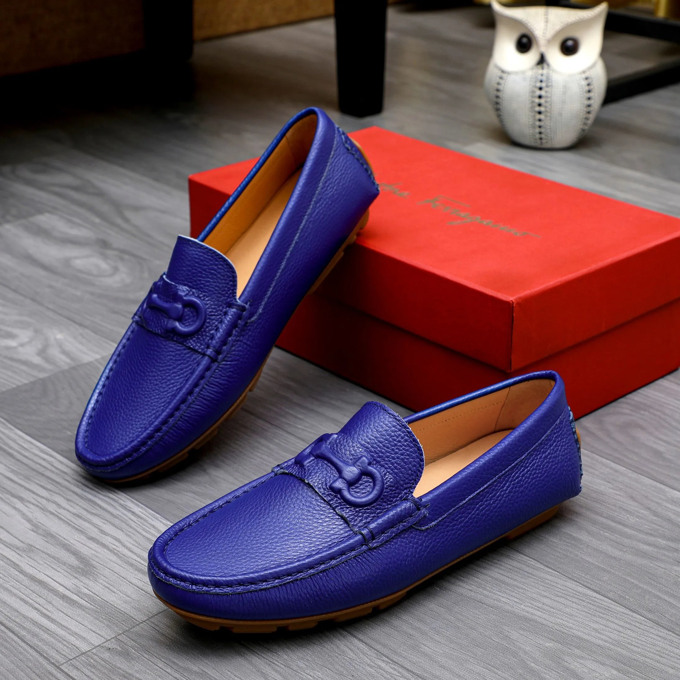 Salvatore Ferragamo Leather Shoes Men's loafers with metal Gancini-style hardware — 08