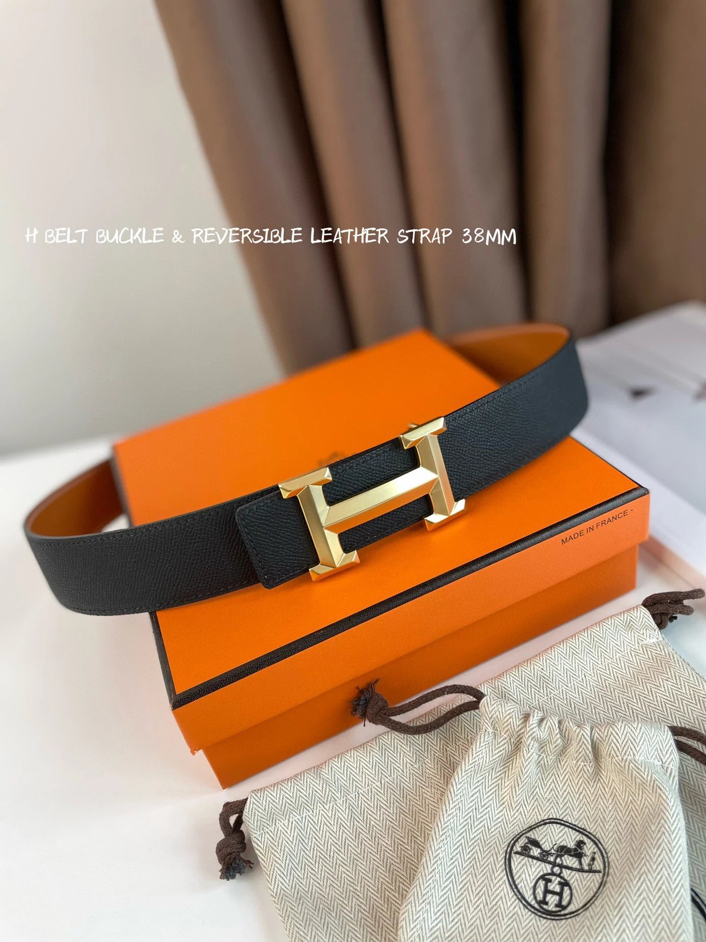 Hermès Belts Reversible Leather Strap with H Buckle, 38 mm image 3