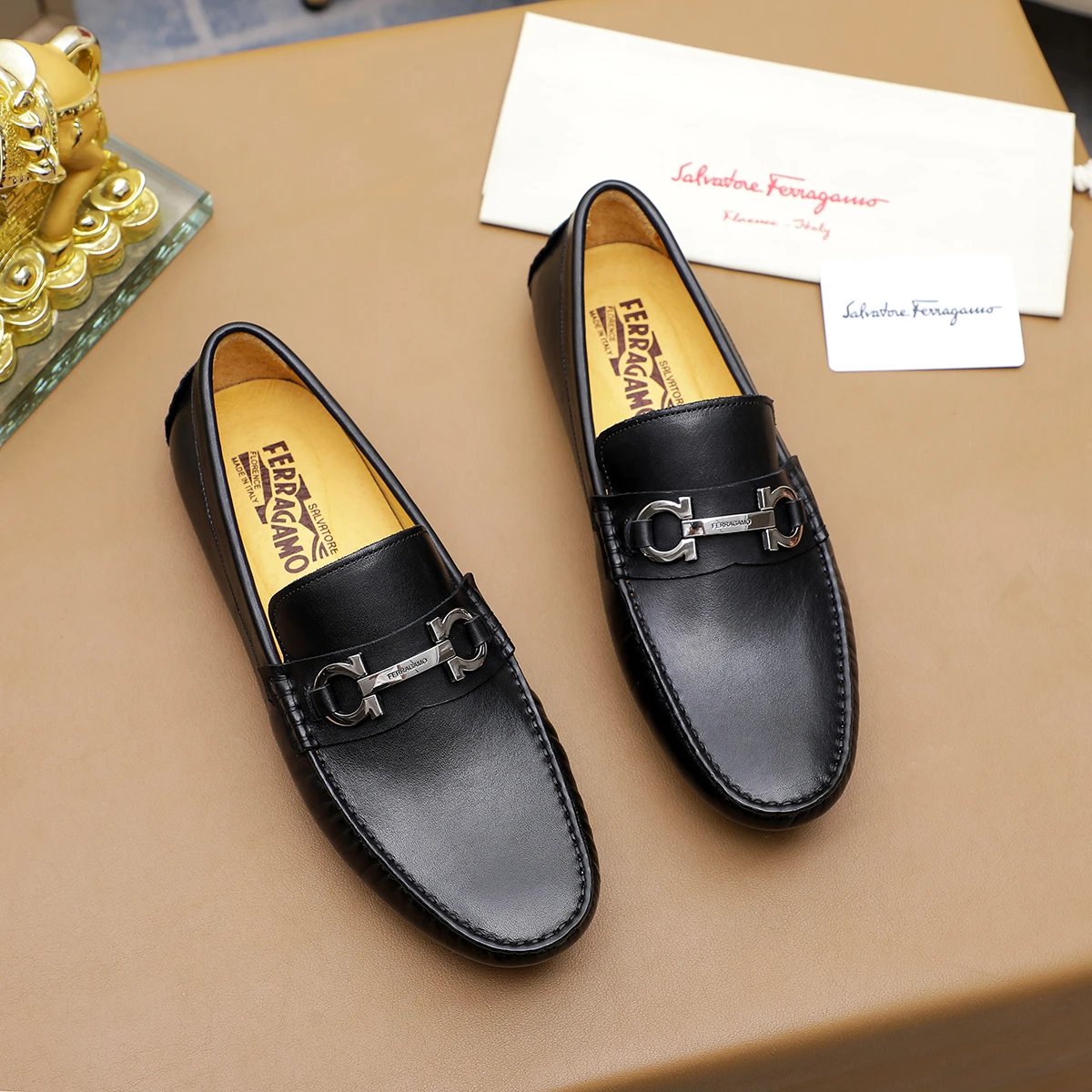 Salvatore Ferragamo Leather Shoes Men's loafers with metal Gancini-style hardware image 4