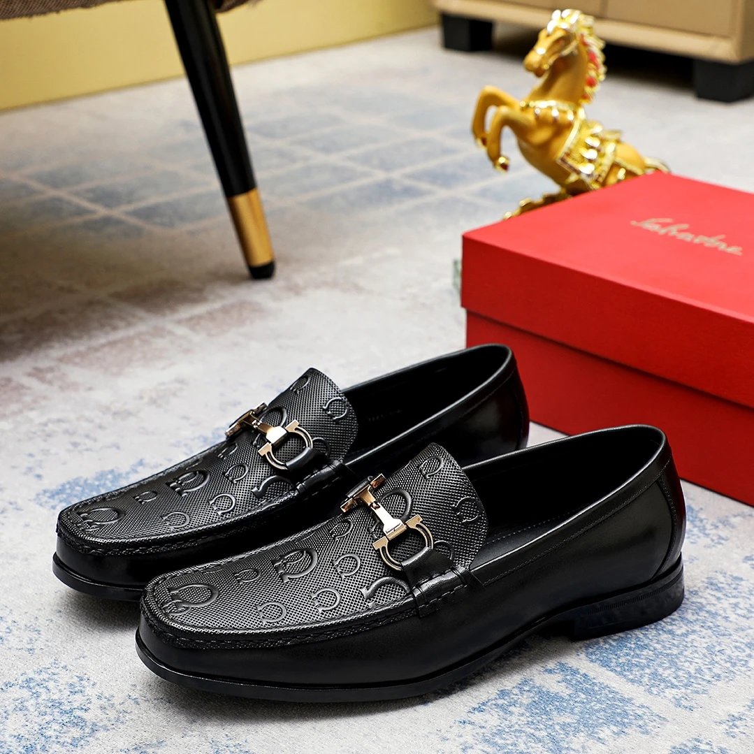 Salvatore Ferragamo Leather Shoes Men's loafers with metal Gancini-style hardware — 11