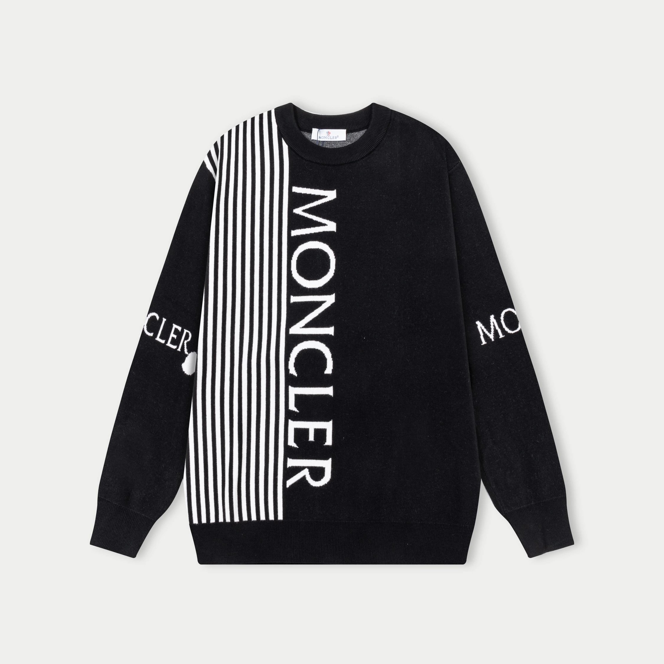 Moncler Knitwear Crewneck knit sweater with logo patch image 6