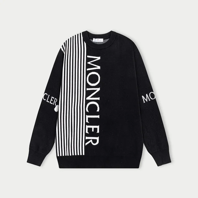 Moncler Knitwear Crewneck knit sweater with logo patch product detail image 5