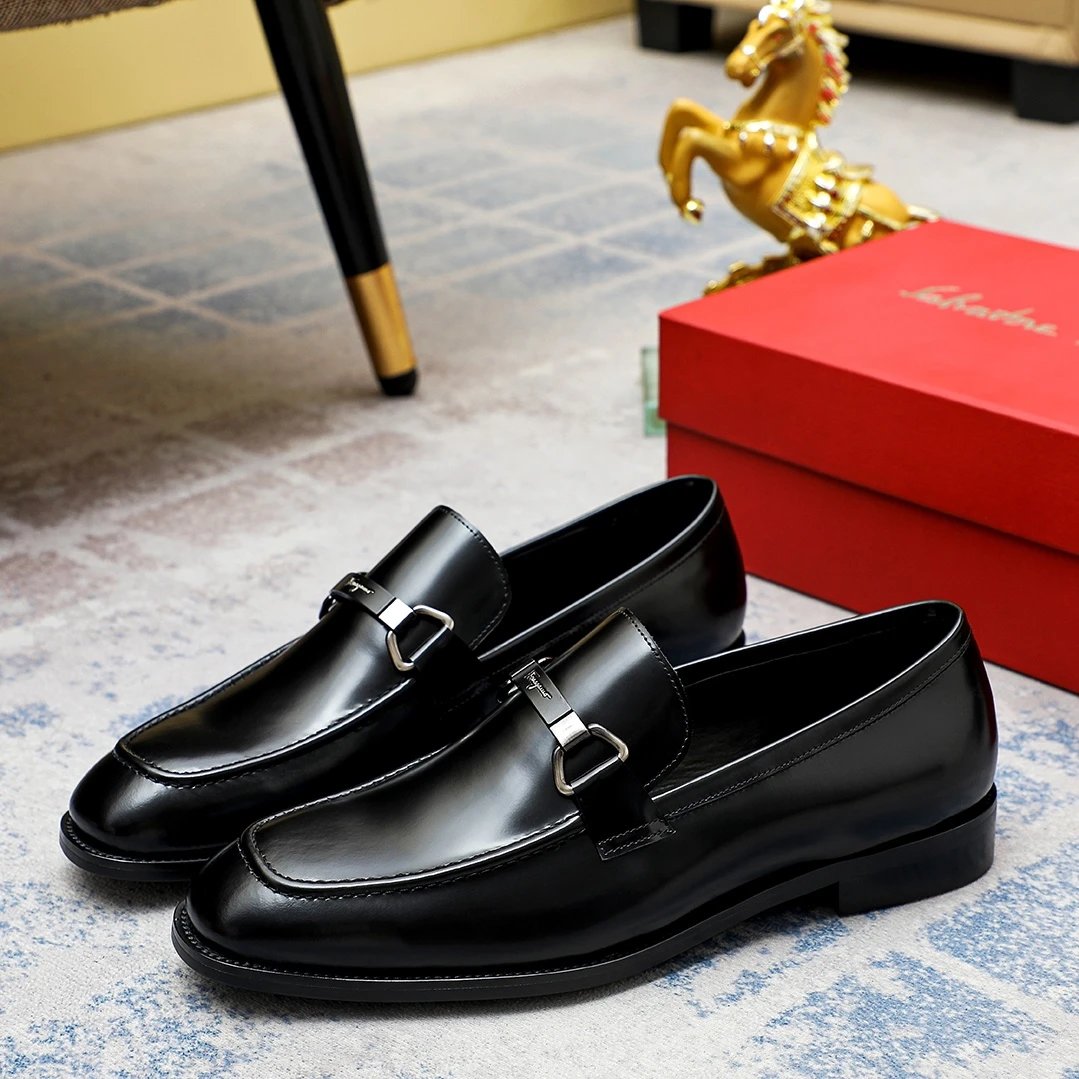 Salvatore Ferragamo Leather Shoes Men's loafers with metal Gancini-style hardware image 12