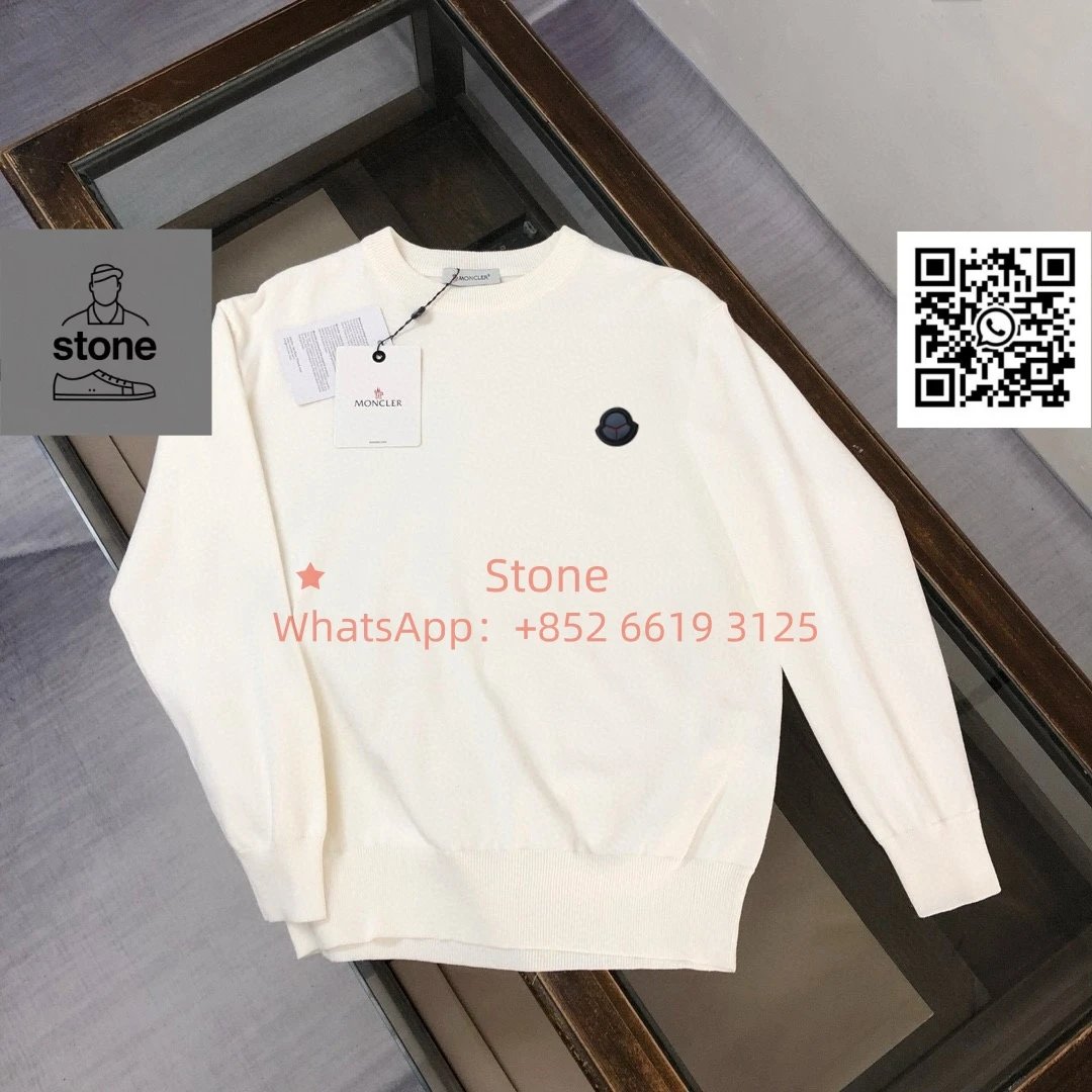 Moncler Knitwear Crewneck knit sweater with logo patch — 29