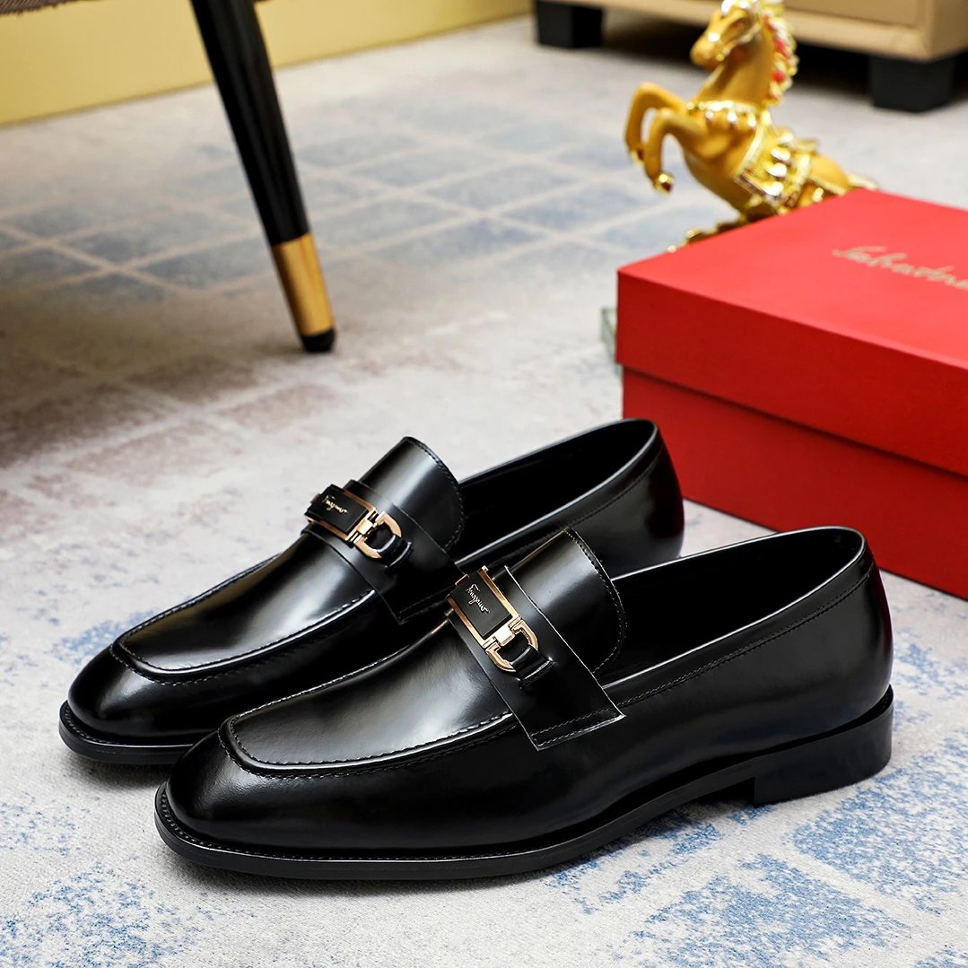 Salvatore Ferragamo Leather Shoes Men's loafers with metal Gancini-style hardware image 10