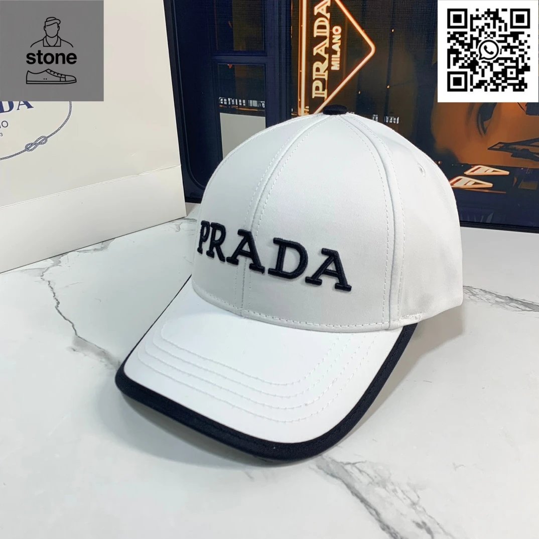 Prada Hats Nylon baseball cap with triangular logo plaque — 30