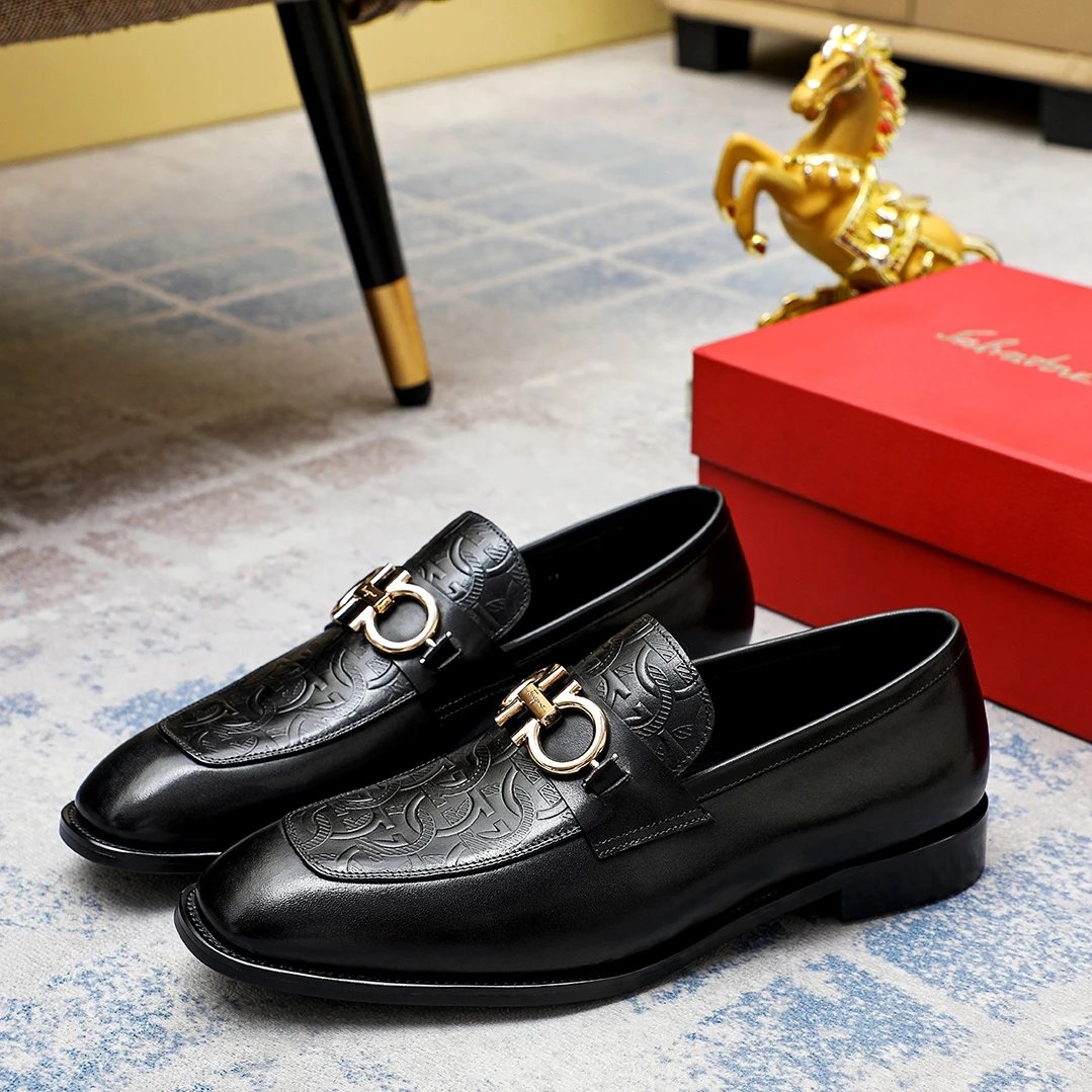 Salvatore Ferragamo Leather Shoes Men's loafers with metal Gancini-style hardware image 7