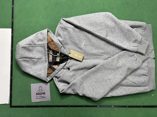 Burberry Hoodies & Sweatshirts Zip-Up Hoodie with Check-Lined Hood and Equestrian Knight Embroidery product detail image 1