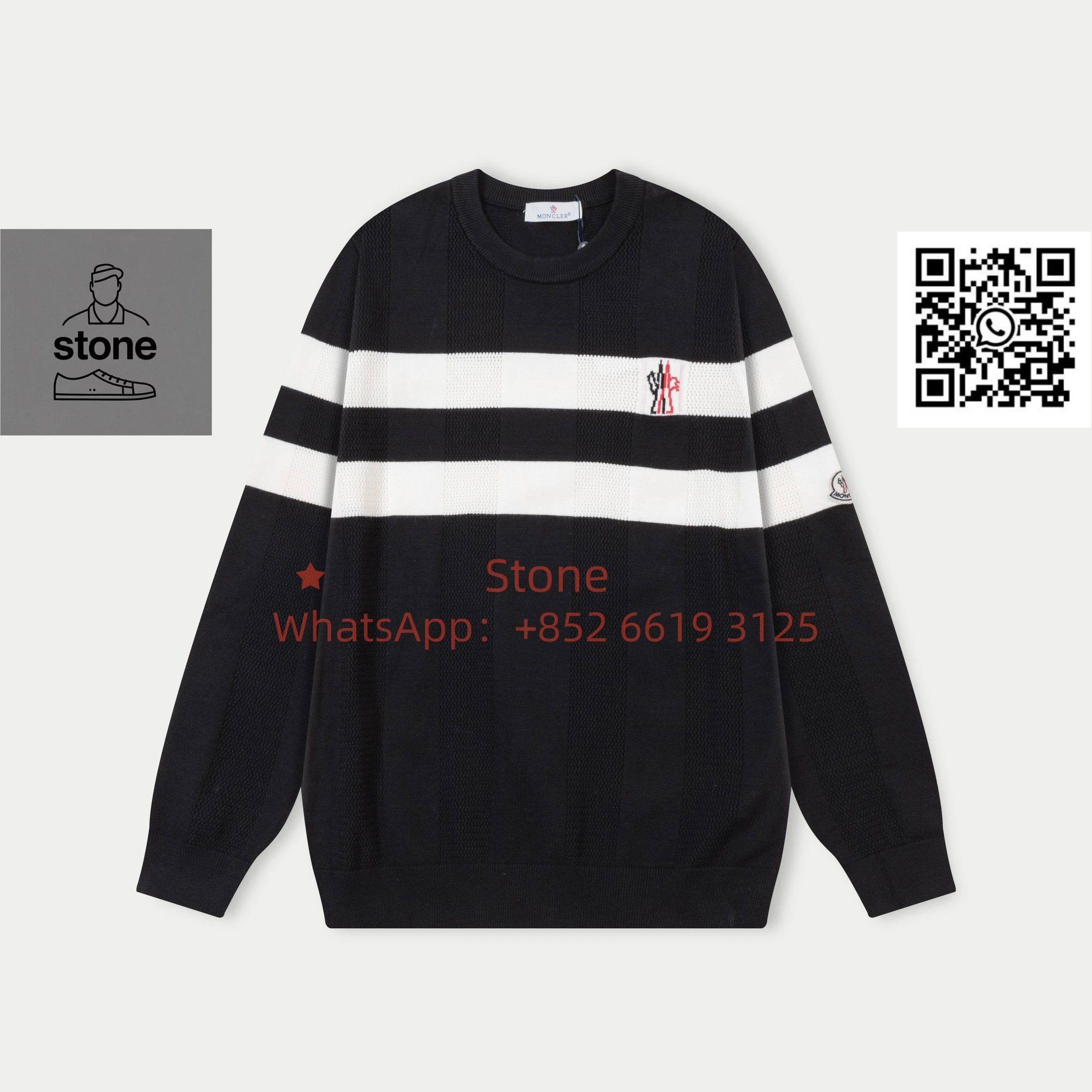 Moncler Knitwear Crewneck knit sweater with logo patch — 12