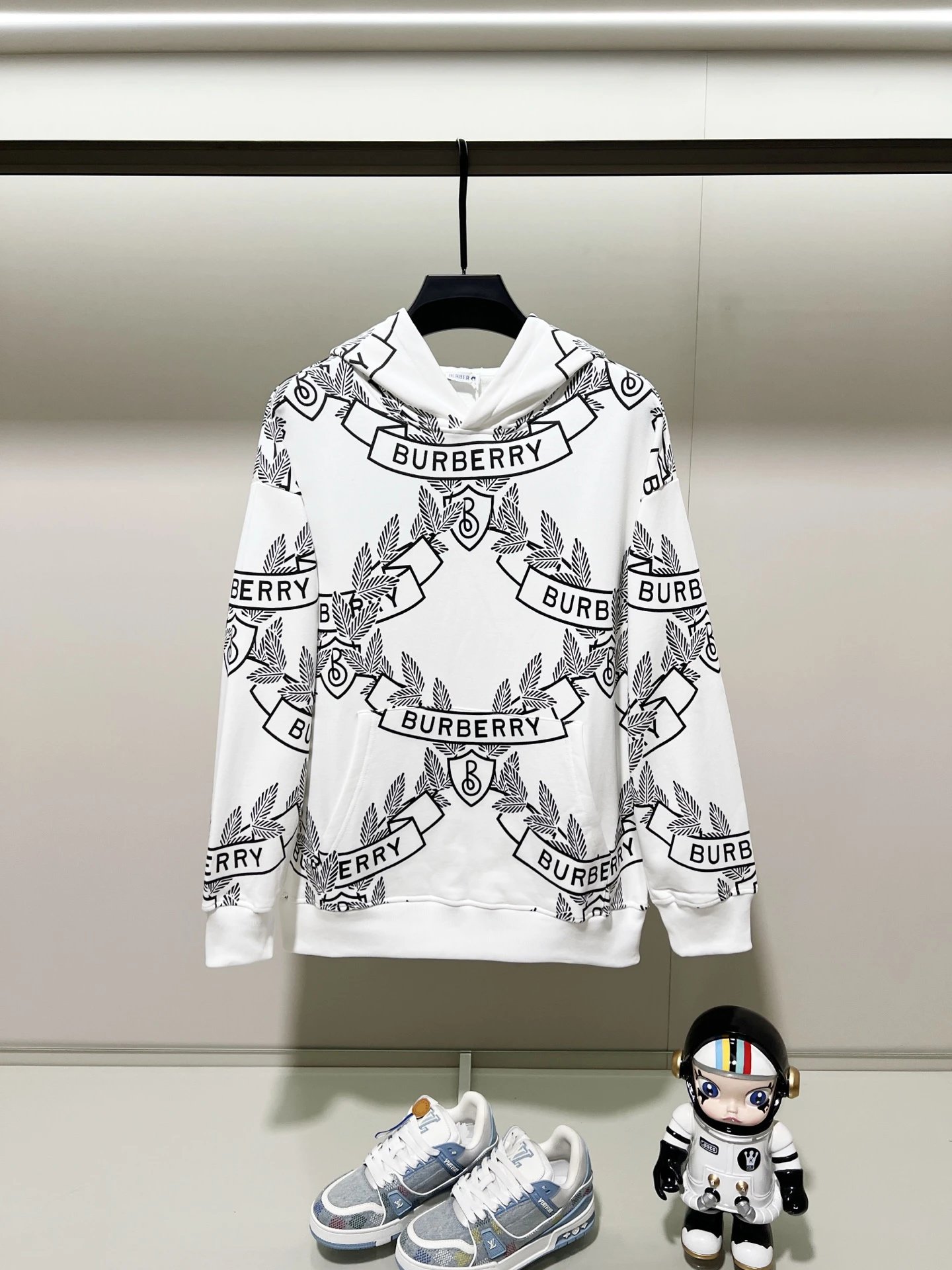 Burberry Hoodies & Sweatshirts Zip-Up Hoodie with Check-Lined Hood and Equestrian Knight Embroidery — 10
