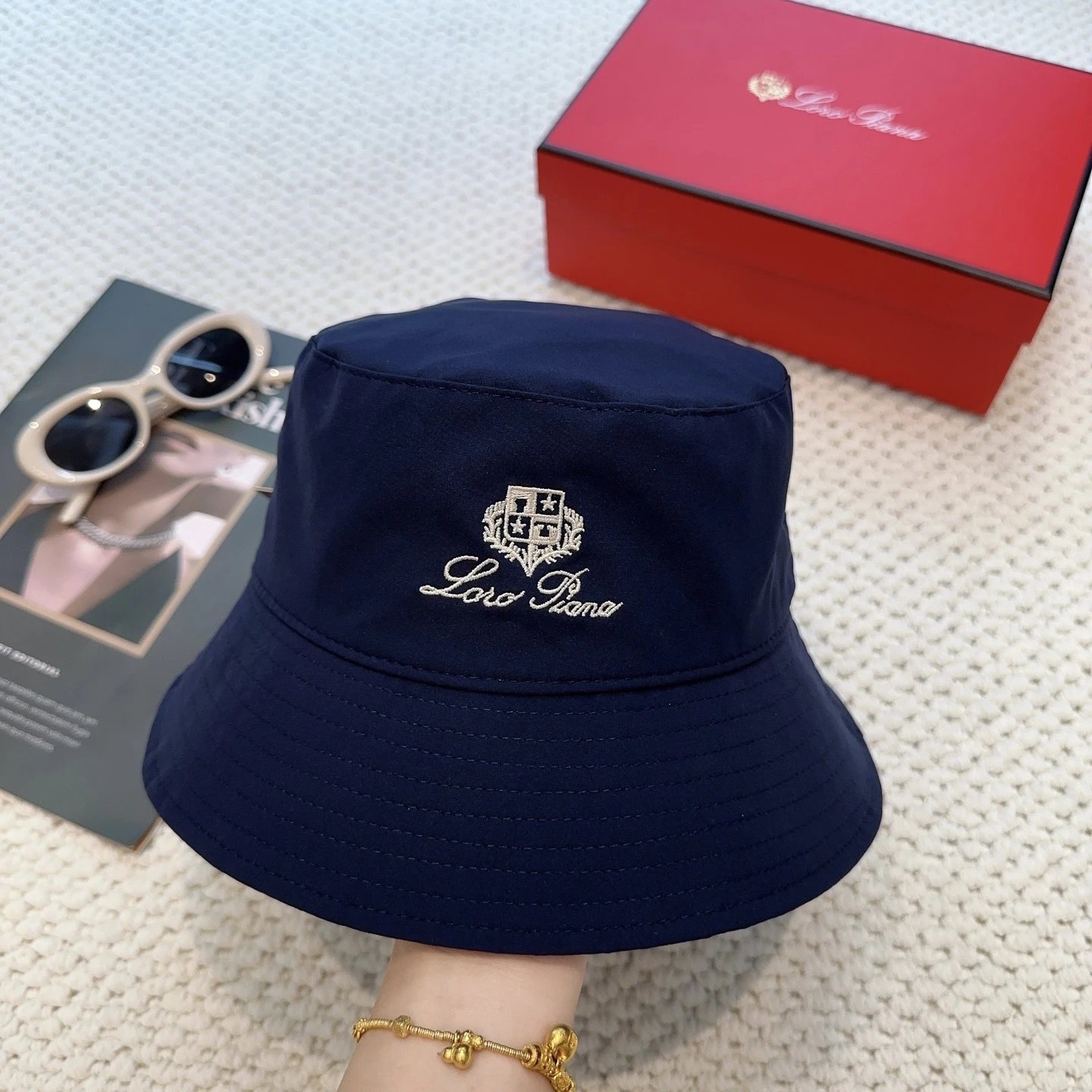 Loro Piana Hats Embroidered Crest Baseball Cap with Contrast Piping — 33