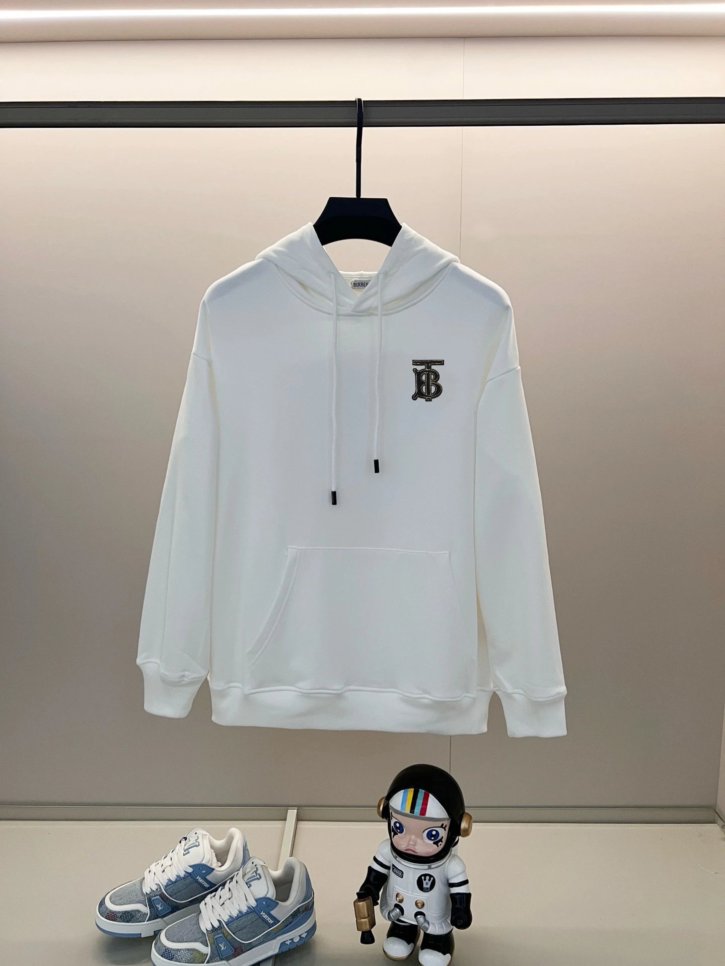 Burberry Hoodies & Sweatshirts Zip-Up Hoodie with Check-Lined Hood and Equestrian Knight Embroidery — 14