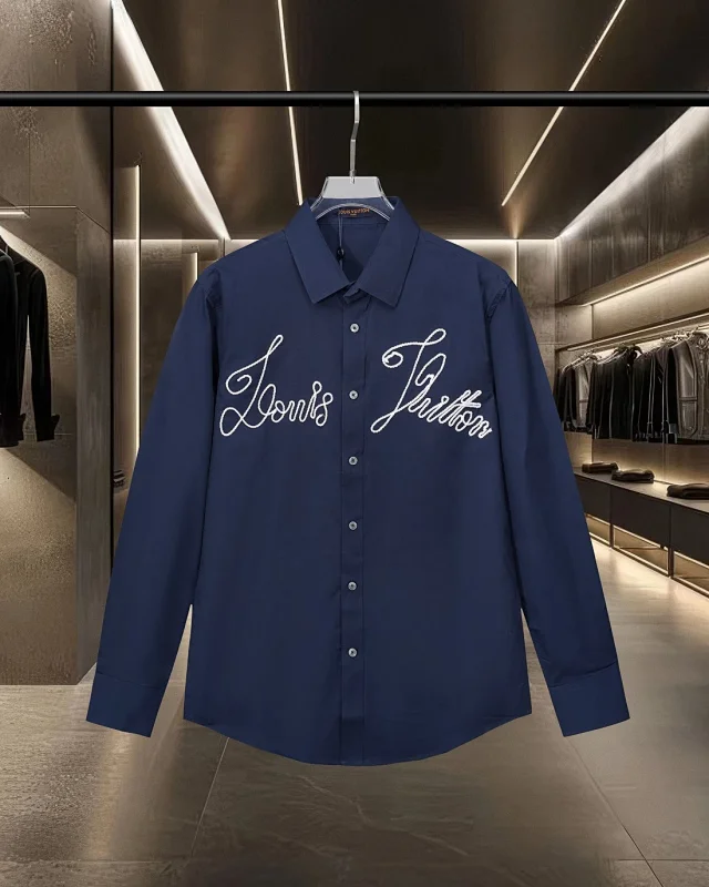 Louis Vuitton Shirts Long-Sleeve Button-Up with Embroidered and Monogram Designs product detail image 2