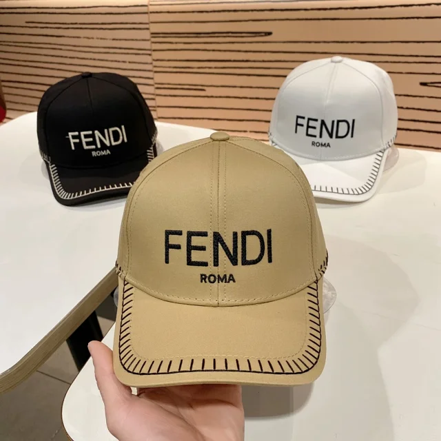 Fendi Hats Logo Baseball Cap with Contrast Whipstitch Brim product detail image 7