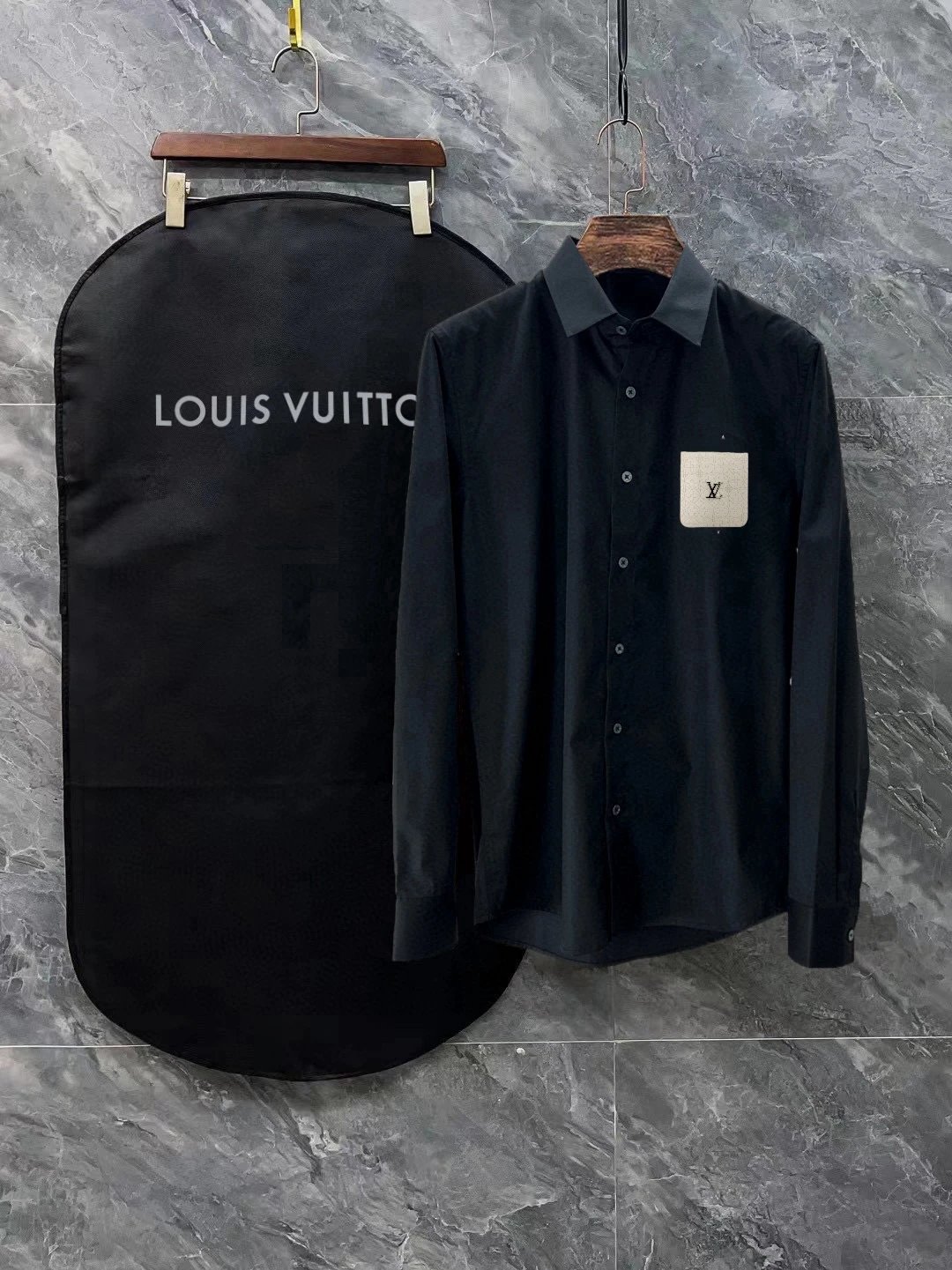 Louis Vuitton Shirts Long-Sleeve Button-Up with Embroidered and Monogram Designs — 23