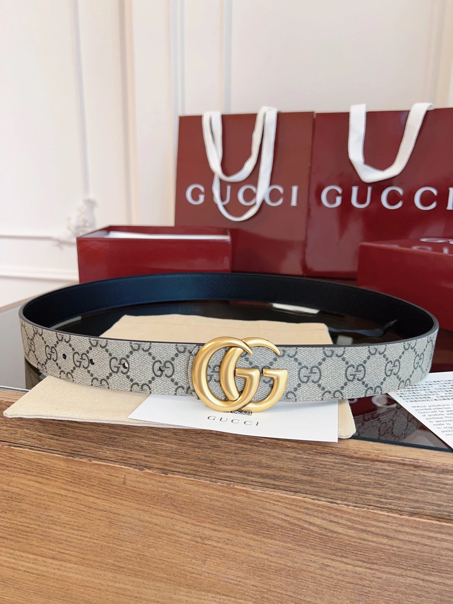 Gucci Belts Double G Buckle GG Monogram Belt — 19