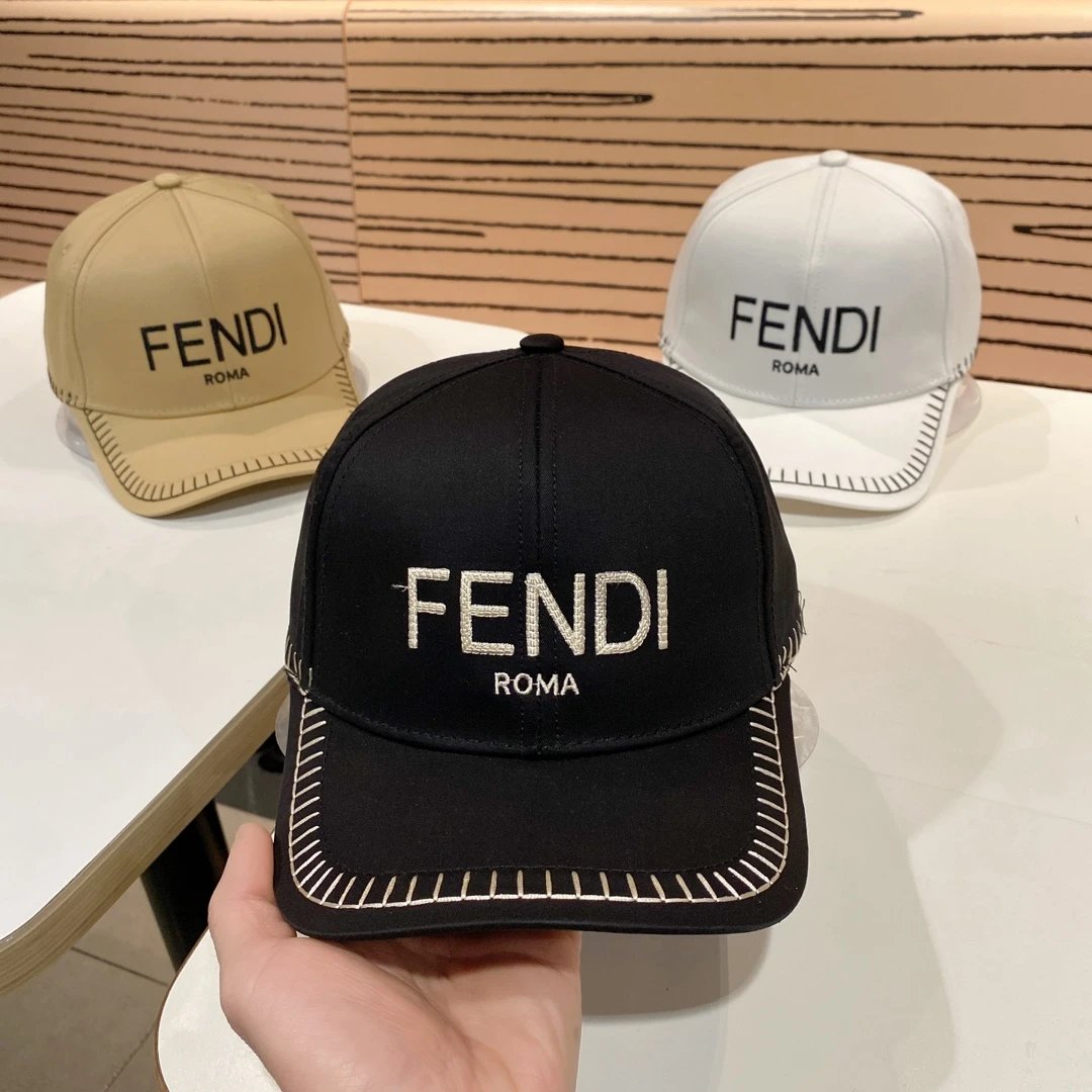 Fendi Hats Logo Baseball Cap with Contrast Whipstitch Brim image 3